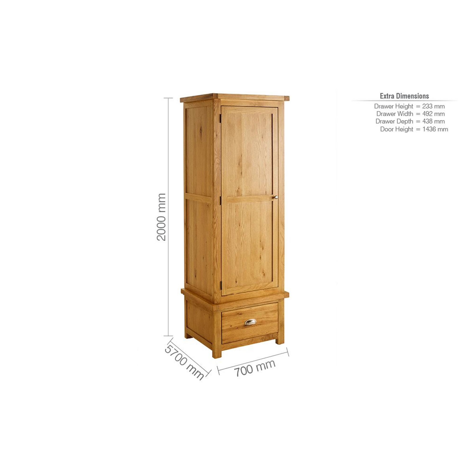 Woburn Wardrobe - 1 Door 1 Drawer - Rustic Oak