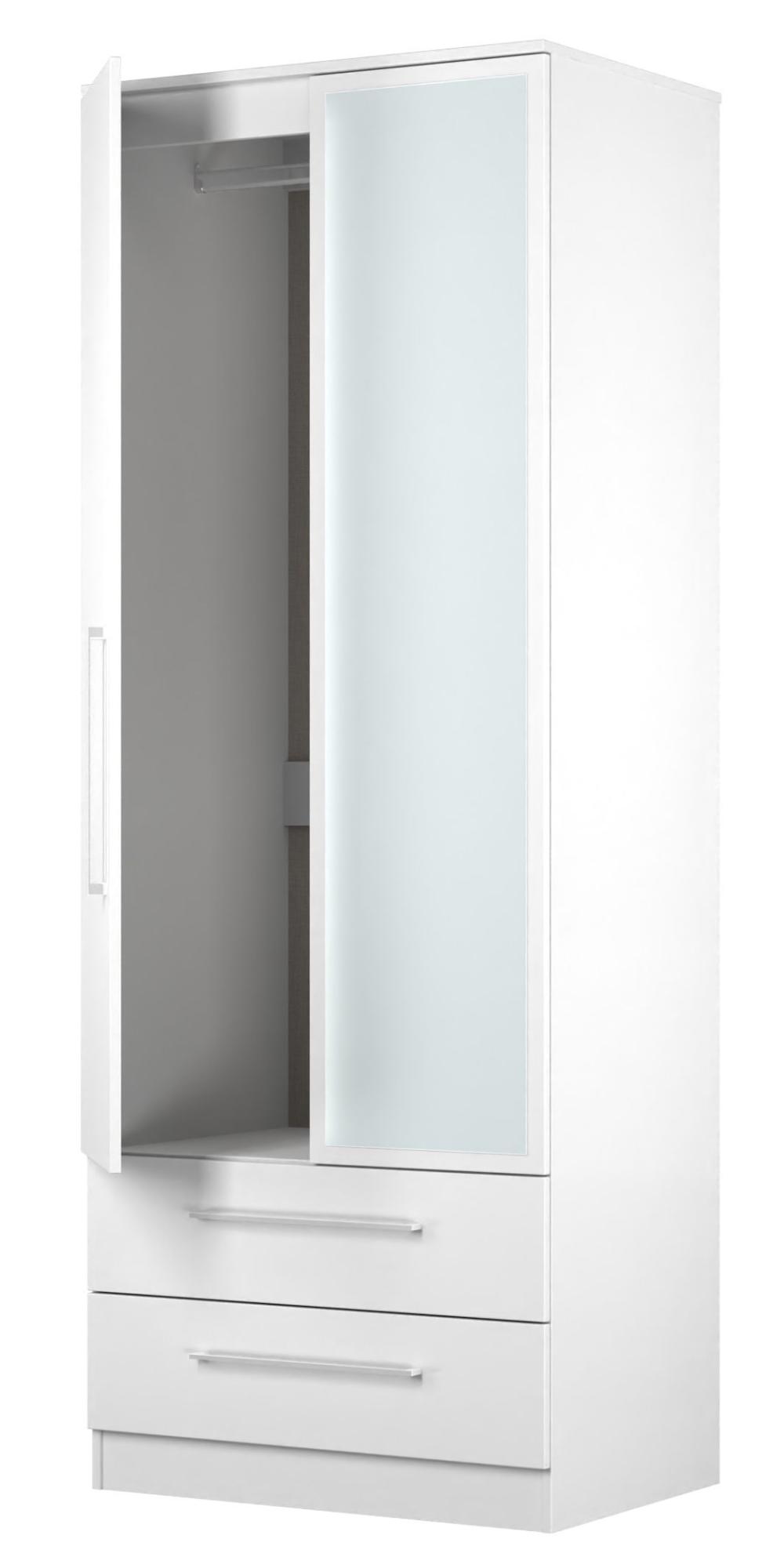 Worcester Wardrobe - 2 Door - 1 Mirror - Tall - Combi - White