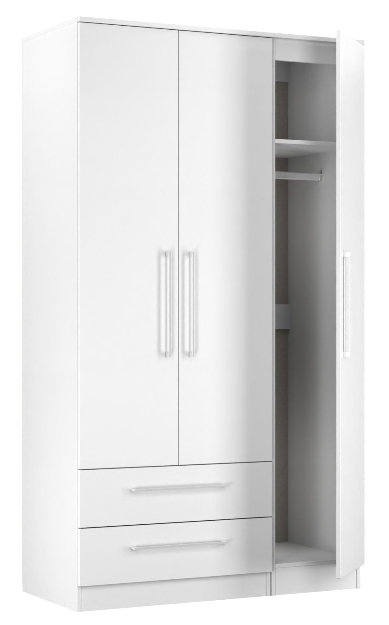 Worcester Wardrobe - 3 Door - LHF 2 Drawers - Tall - Triple - White