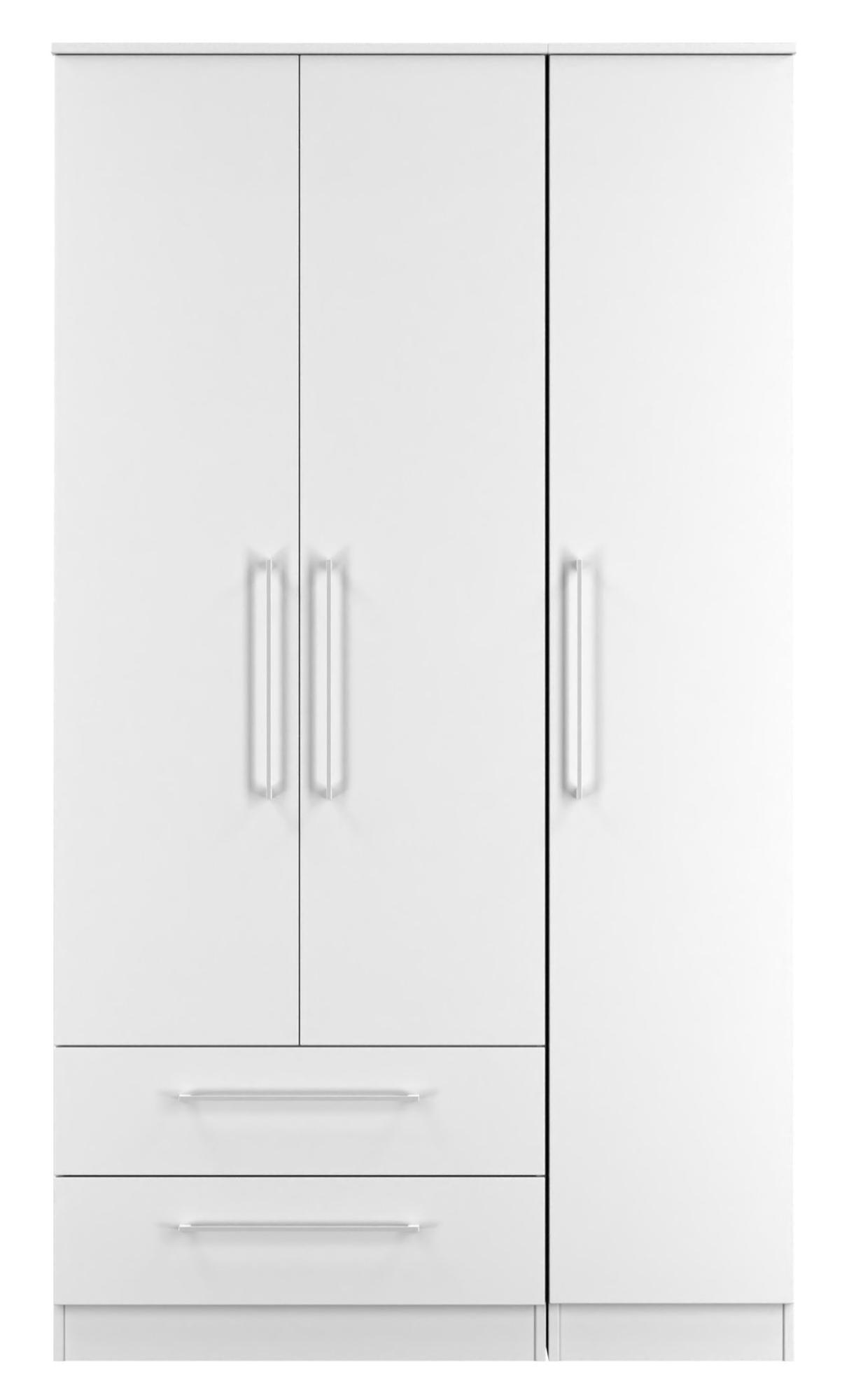 Worcester White 3 Door Tall Triple Wardrobe - LHF 2 Drawers