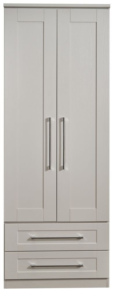 York Cashmere Ash 2 Door 2 Drawer Tall Wardrobe