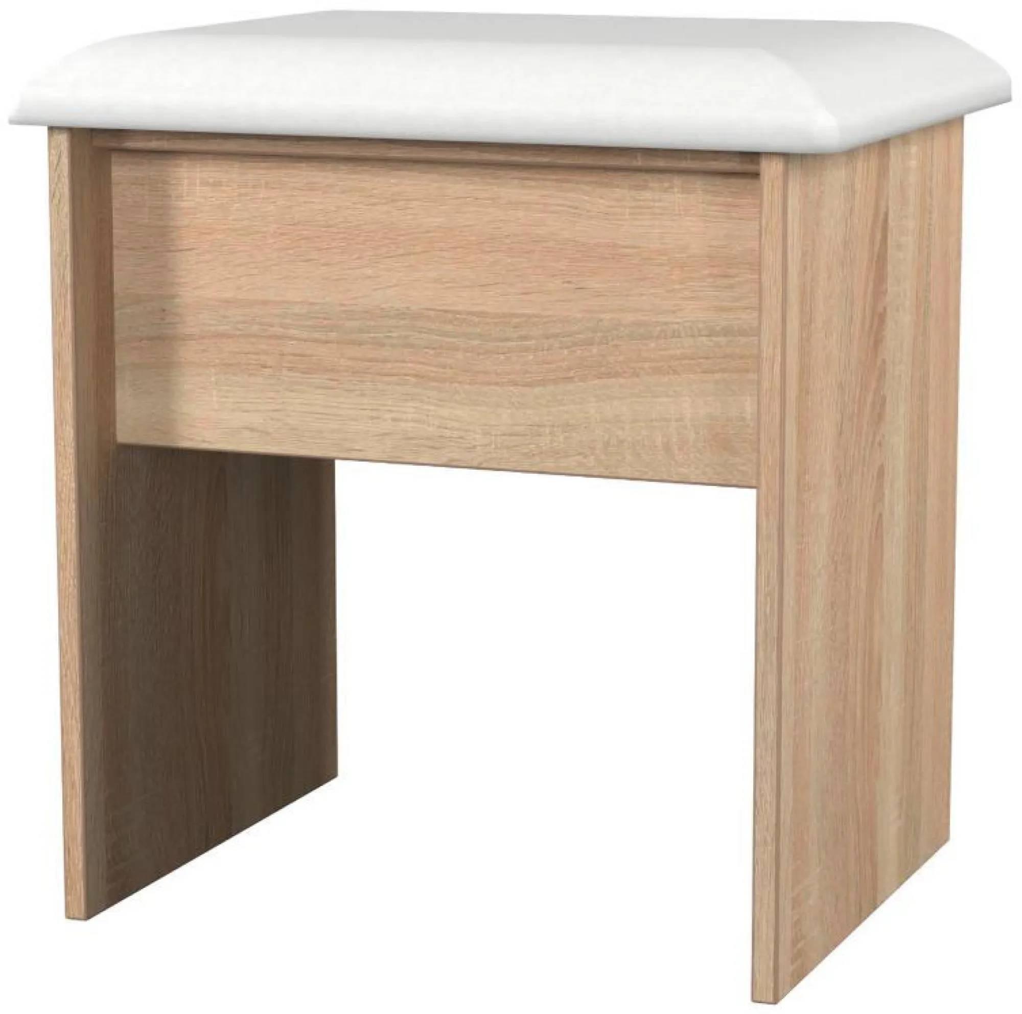 Milan Dressing Stool - Padded - Oak