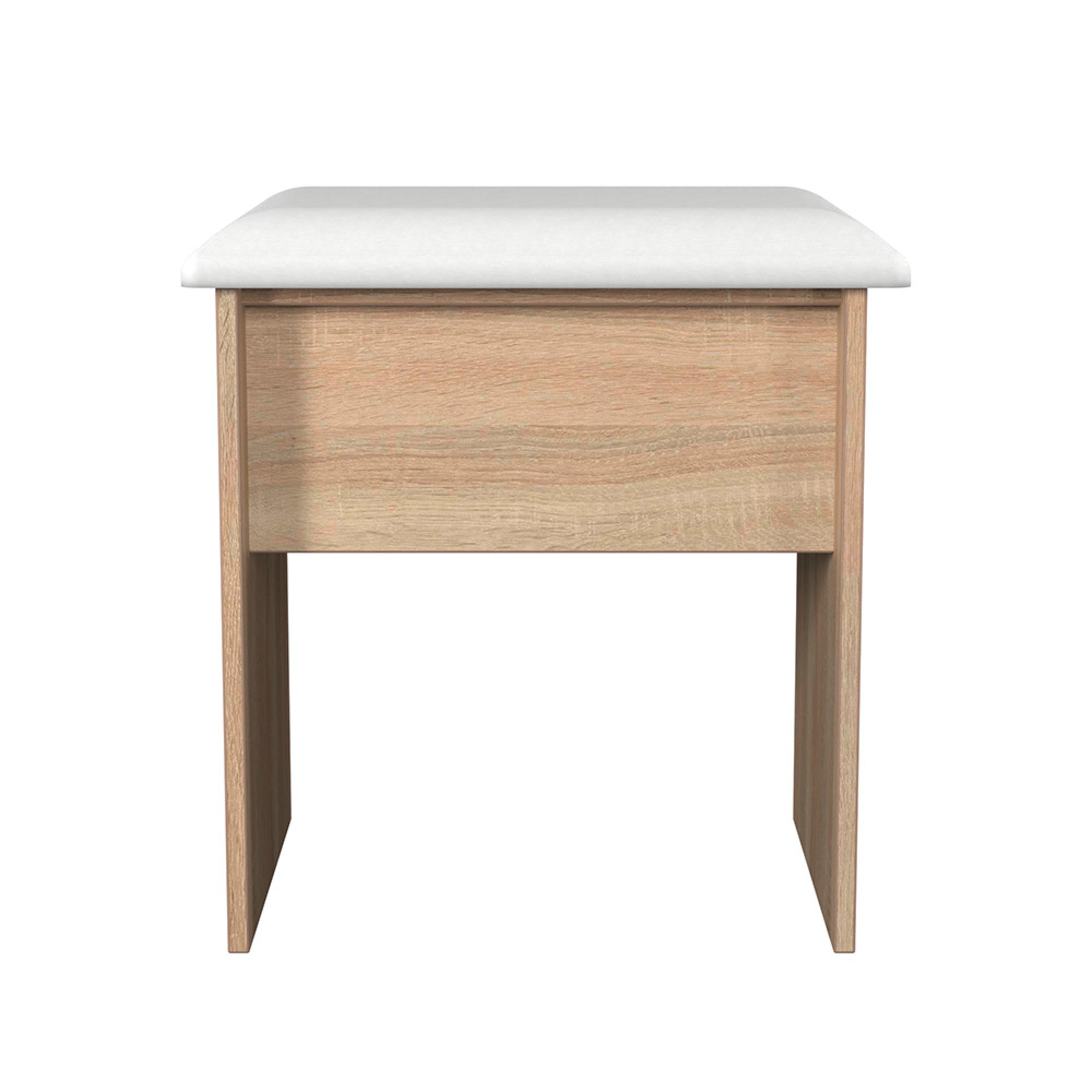 Milan Dressing Stool - Padded - Oak
