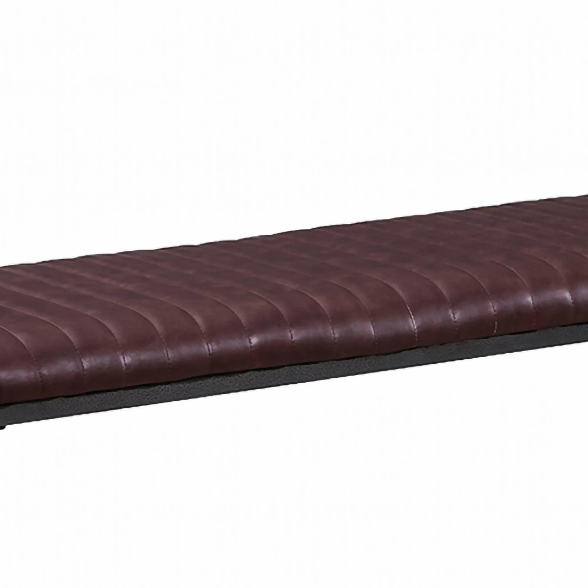 Vintage Dining Bench - Brown Faux Leather