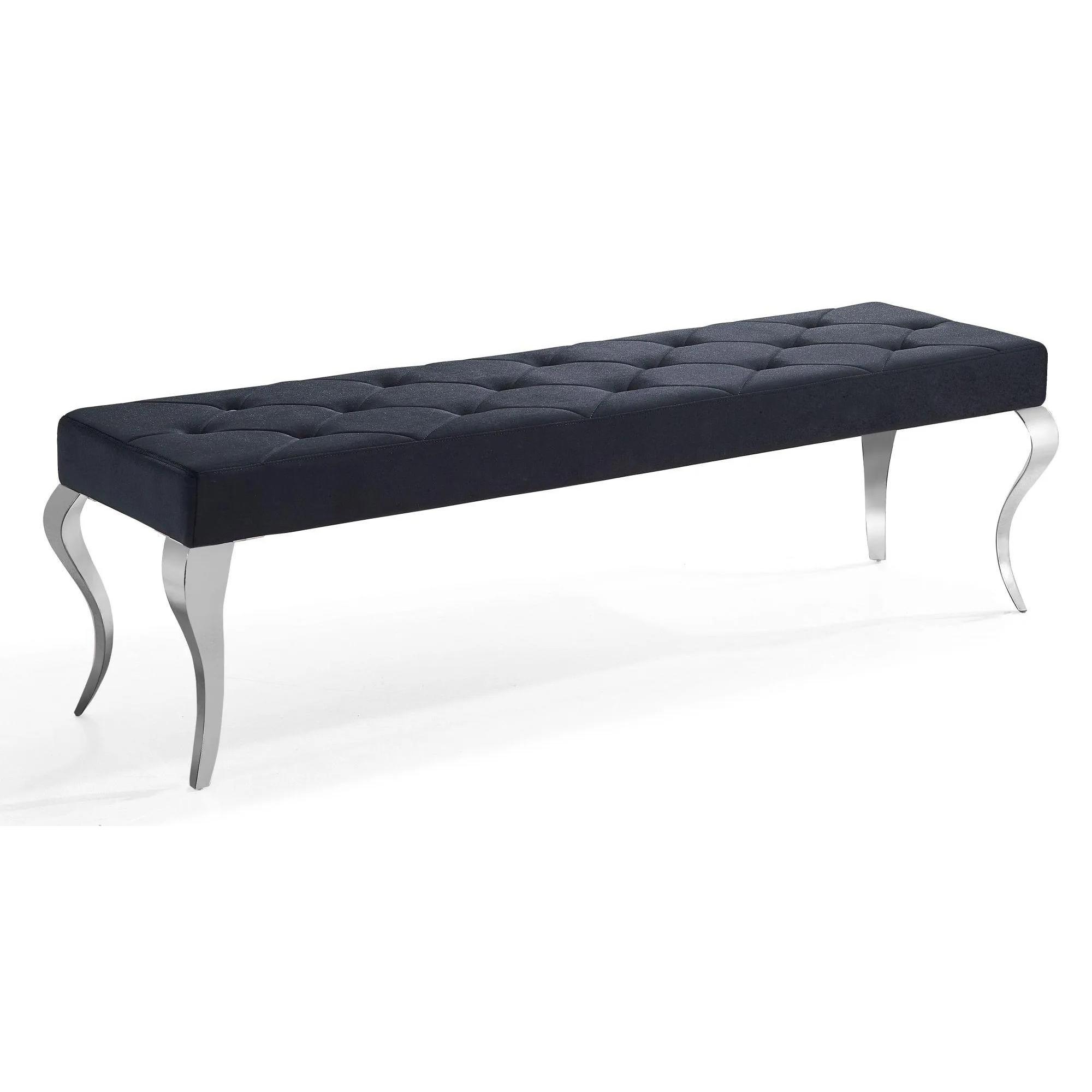 Louis Dining Bench - 170cm - Black Velvet Fabric