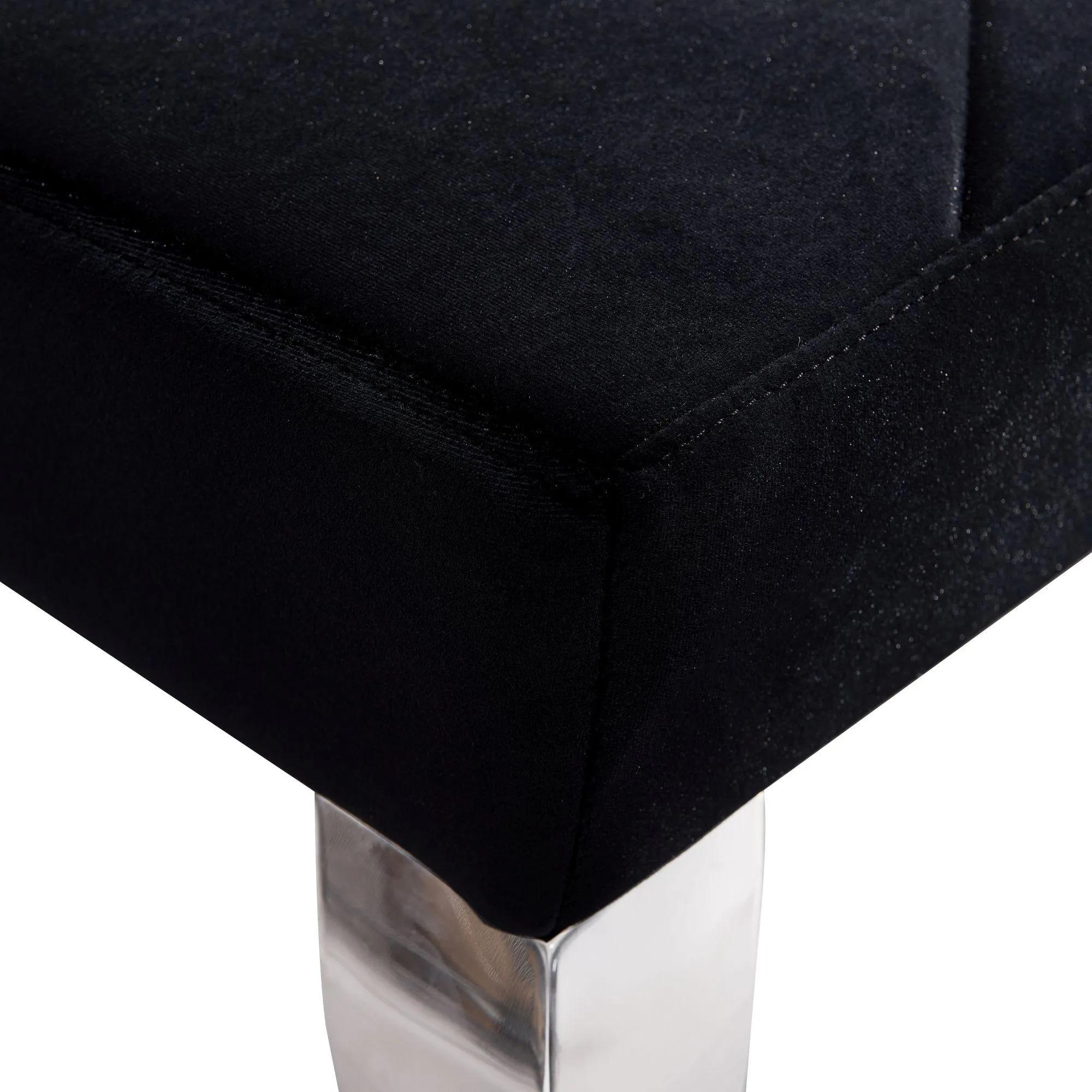 Louis Dining Bench - 170cm - Black Velvet Fabric
