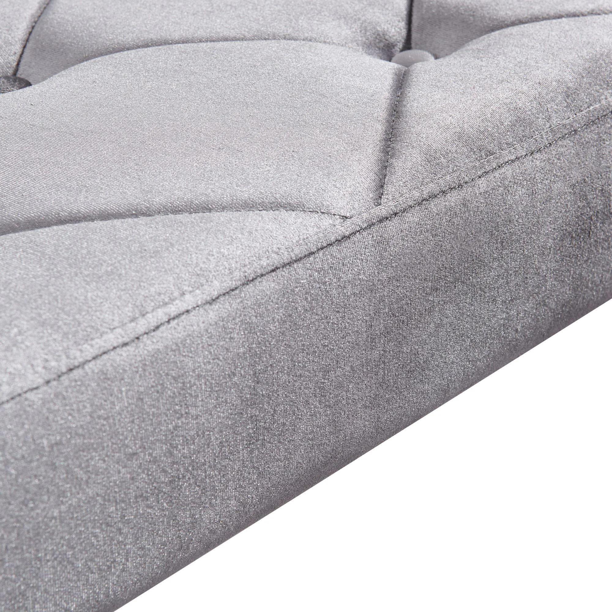 Louis Dining Bench - 170cm - Grey Velvet Fabric