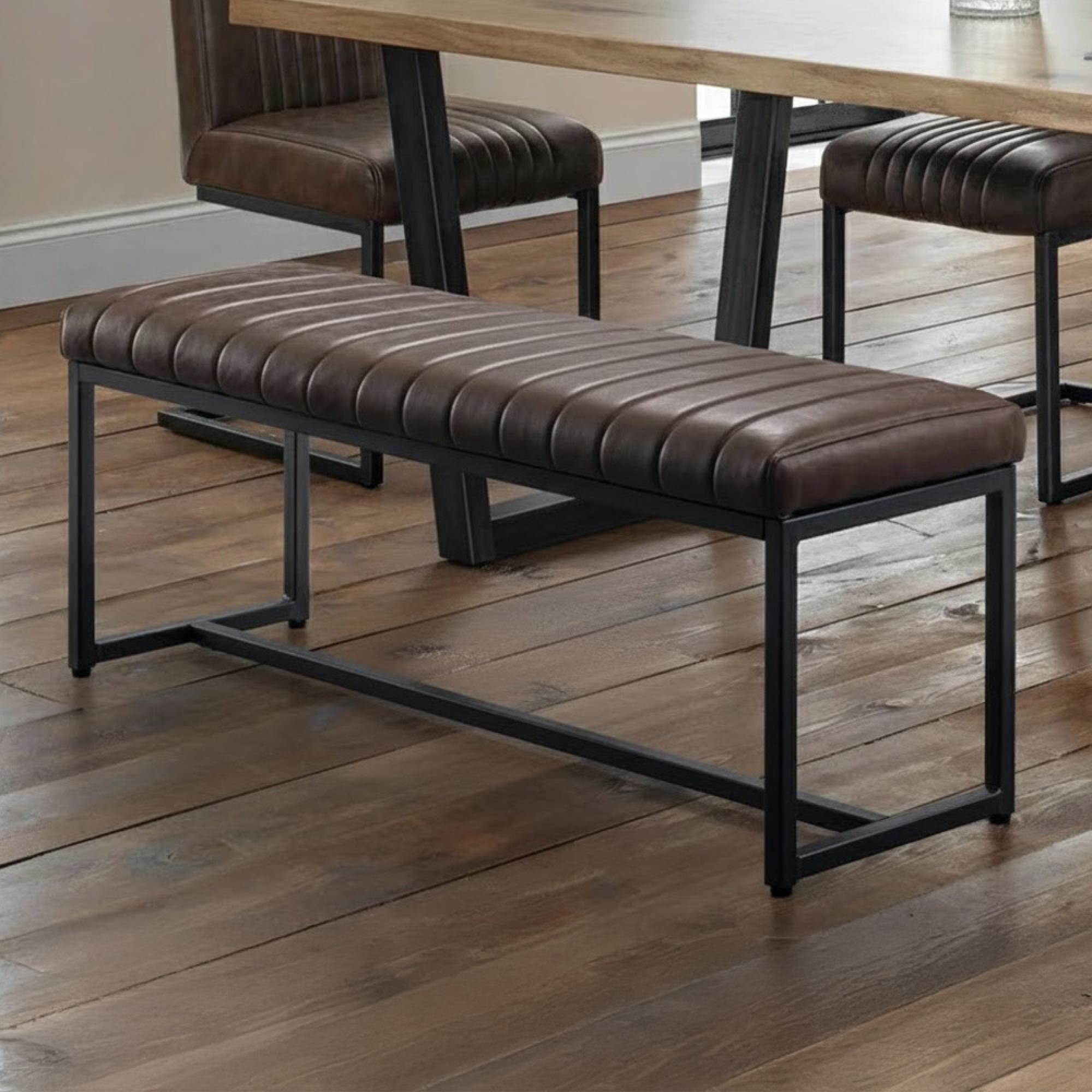 Brooklyn Dining Bench - Brown Faux Leather