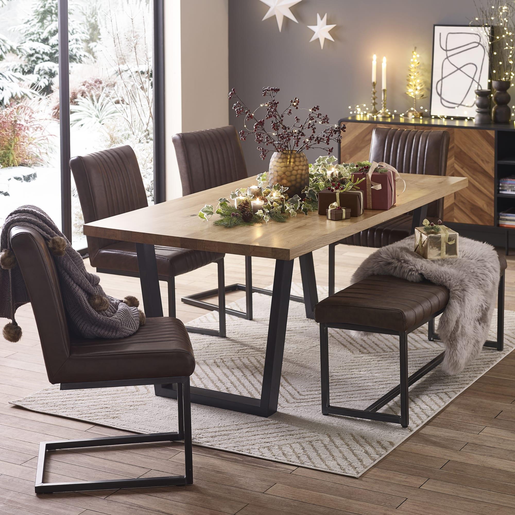 Brooklyn Dining Bench - Brown Faux Leather