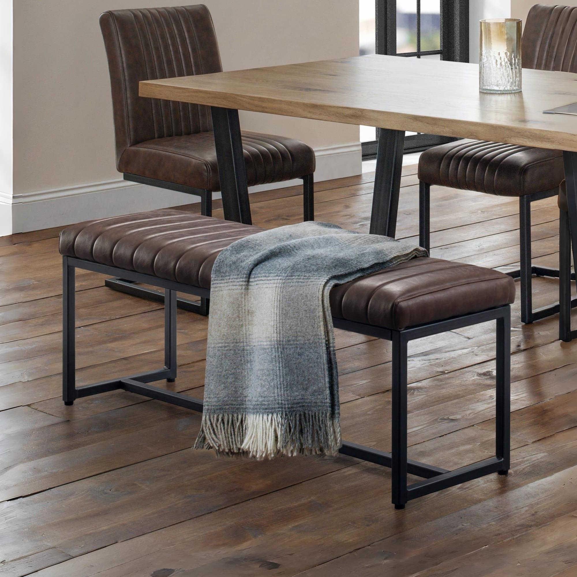Brooklyn Dining Bench - Brown Faux Leather