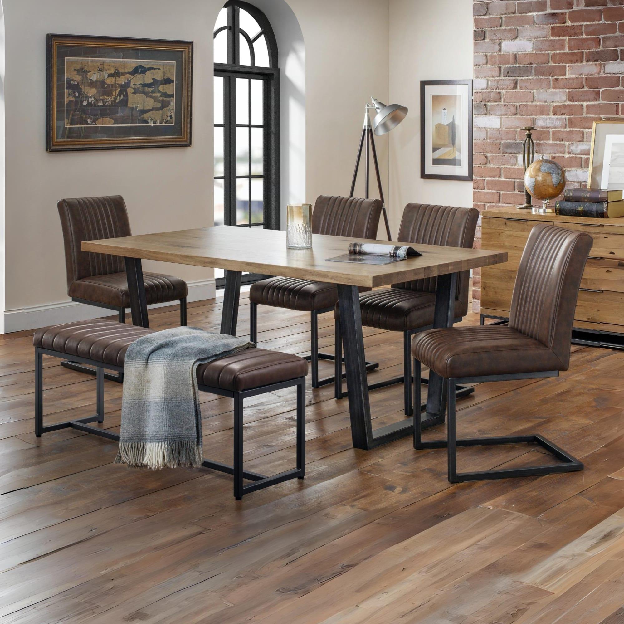 Brooklyn Dining Bench - Brown Faux Leather