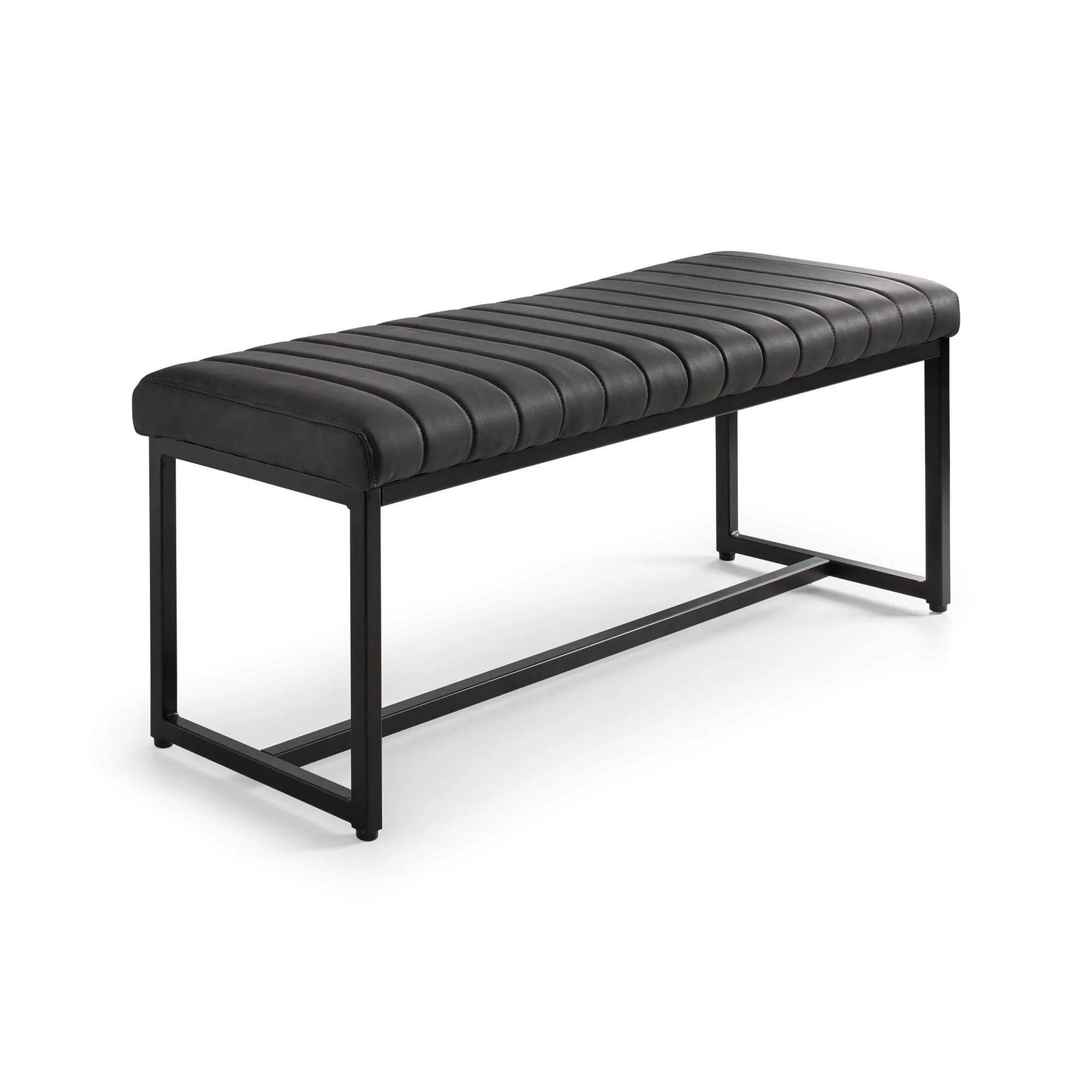 Soho Black Faux Leather Dining Bench
