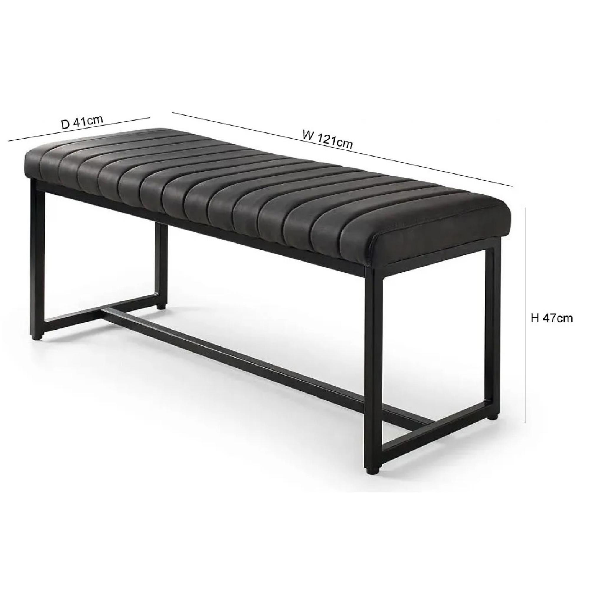 Soho Black Faux Leather Dining Bench