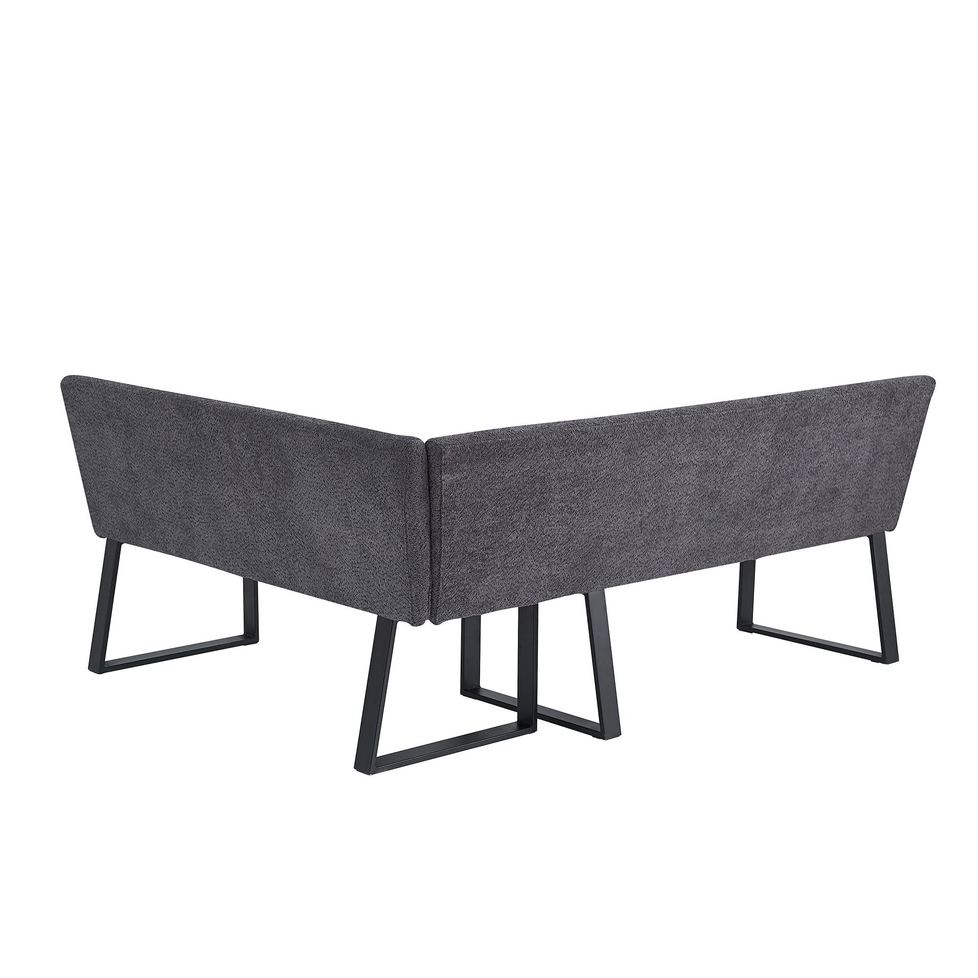 Bronx Corner Dining Bench - Dark Grey Fabric - RHF
