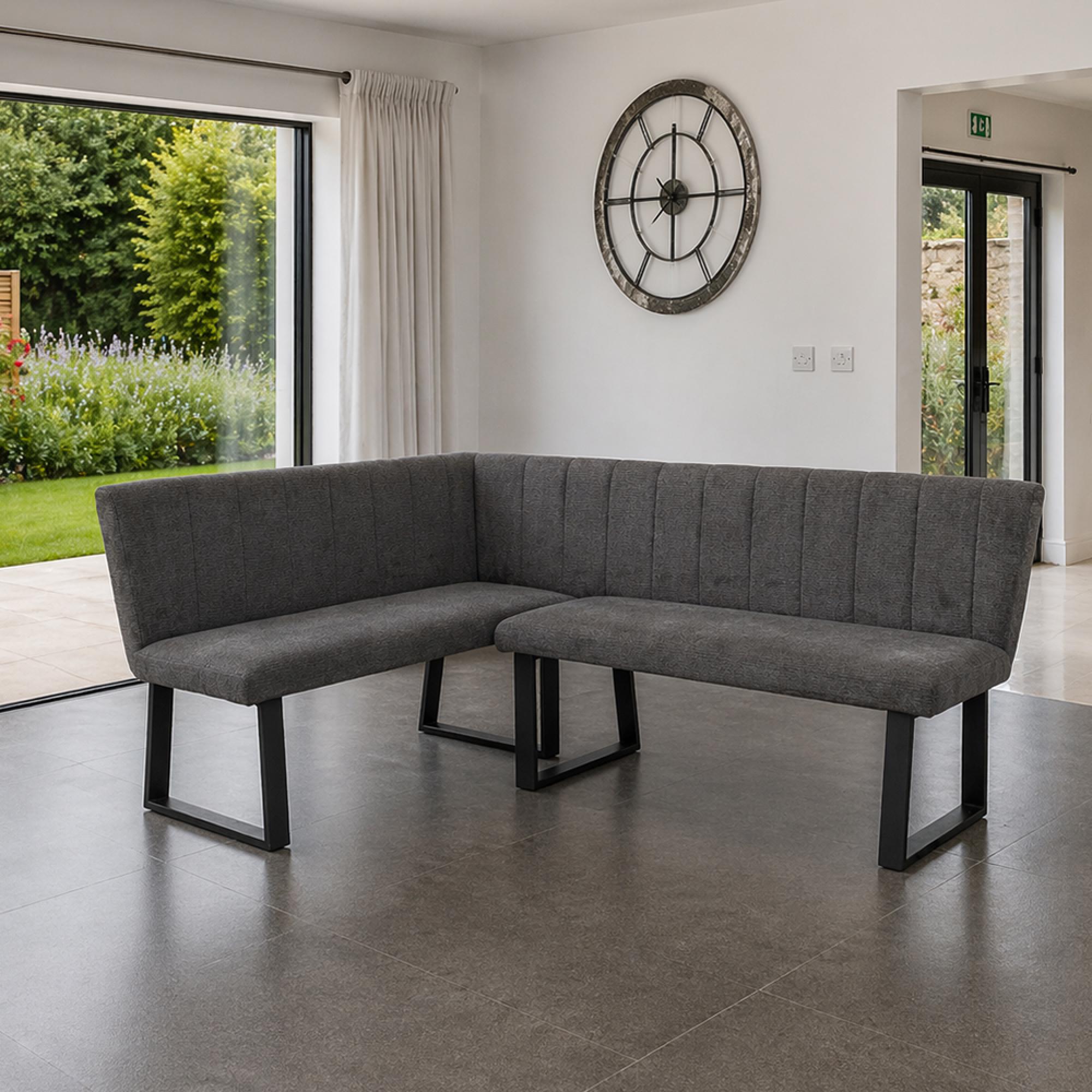 Bardo Corner Bench - Fabric - Charcoal