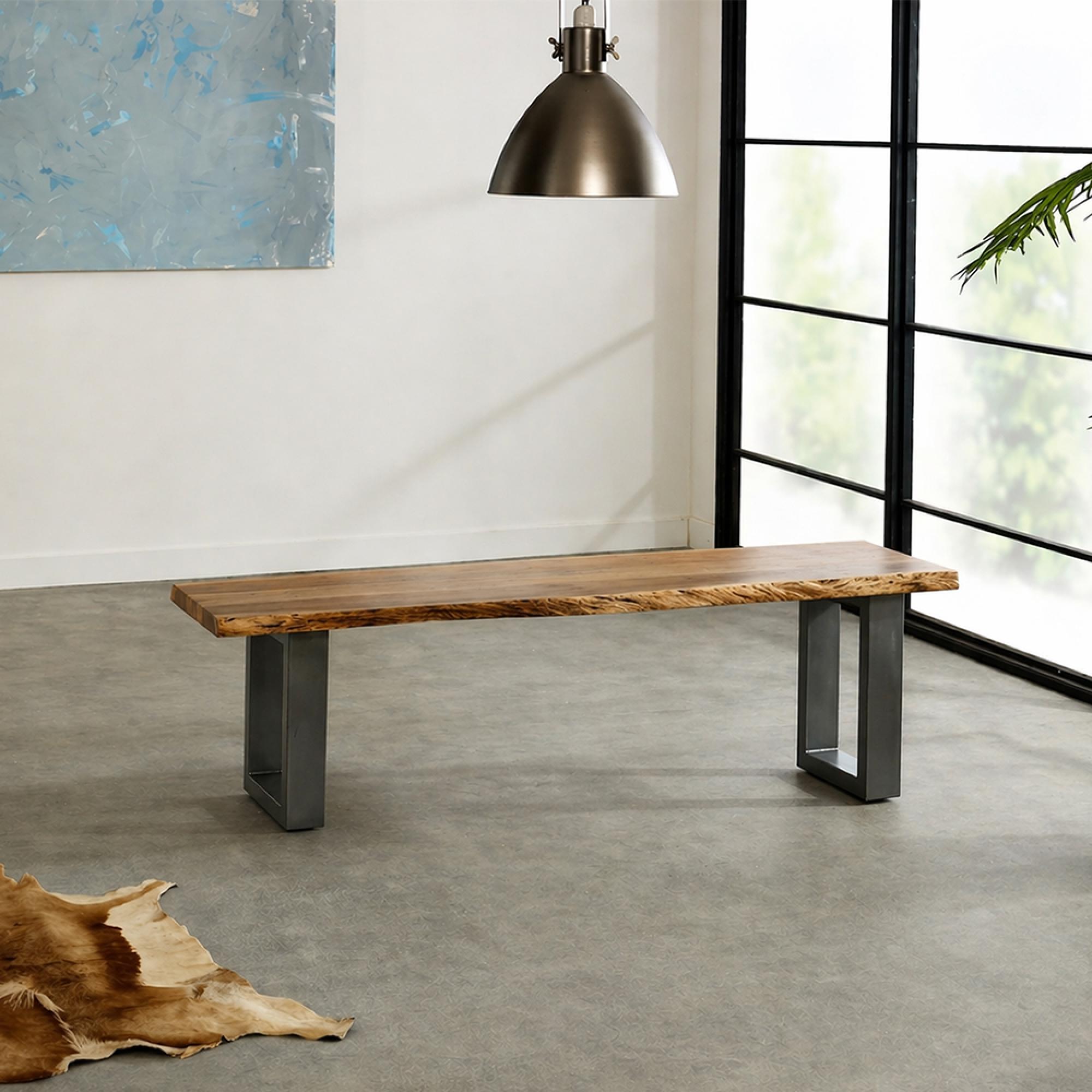 Baltic Dining Bench - 125cm - Live Edge - Solid Acacia Wood