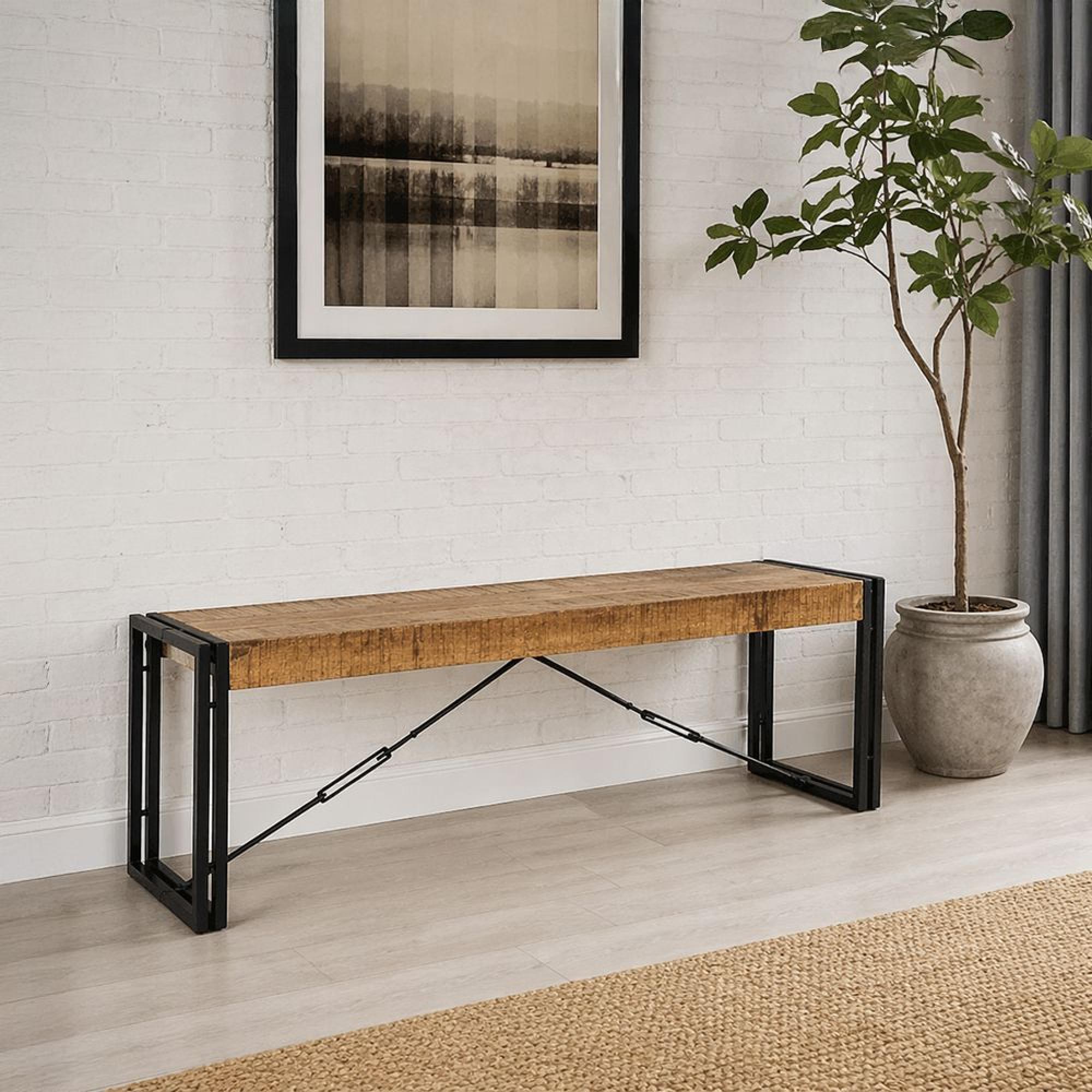 Cosmo Dining Bench - Industrial Style - Wooden and Metal