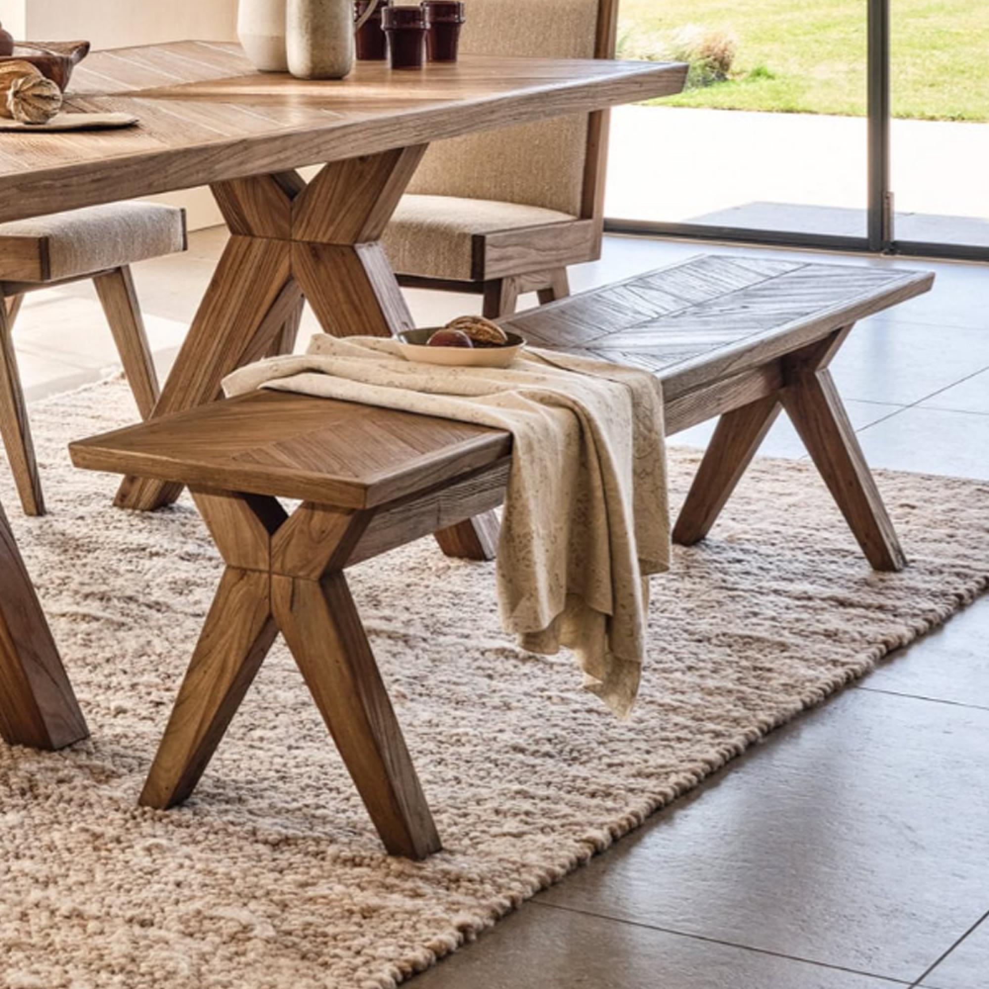 Sorrento Dining Bench - Chevron - Elm Wood