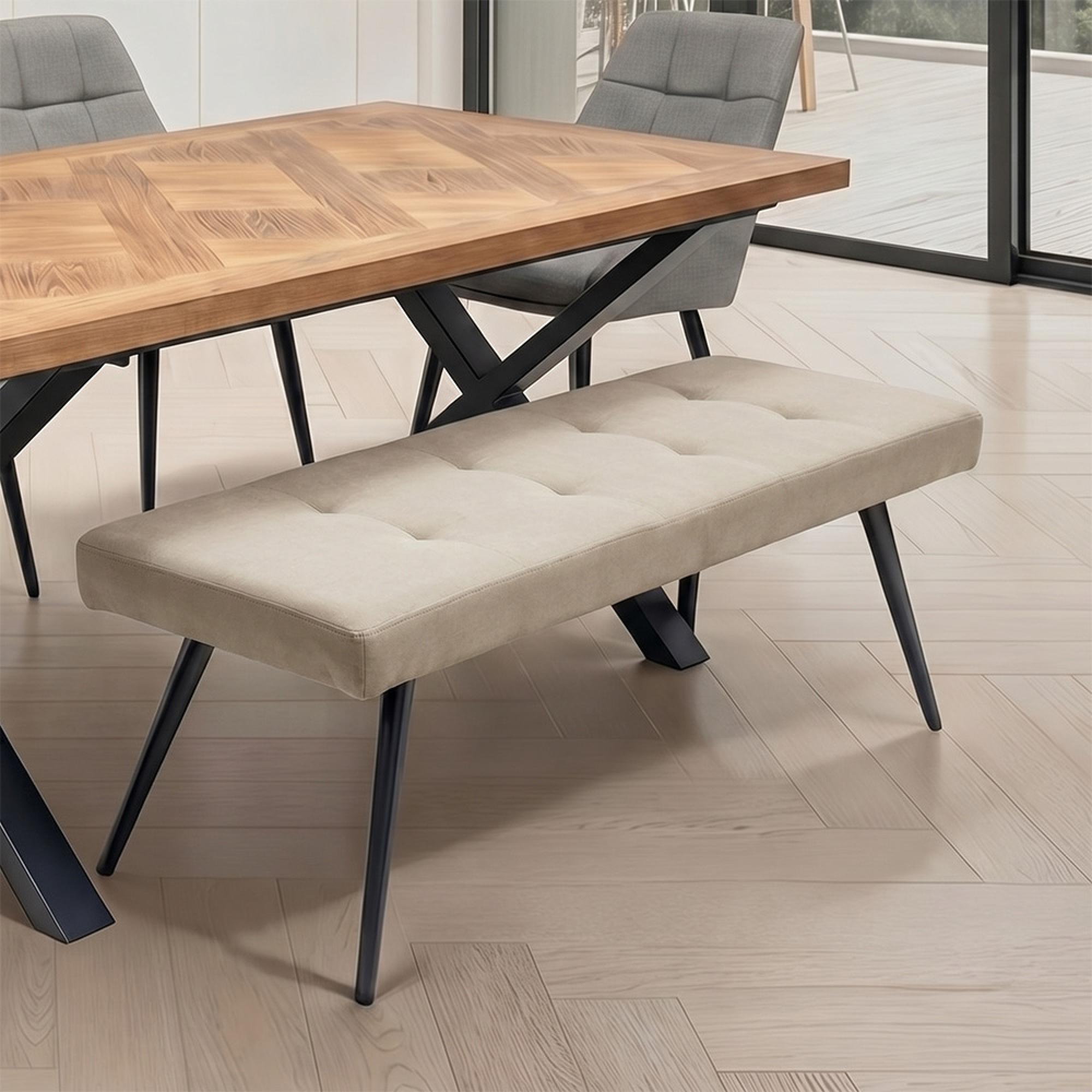 Davis Dining Bench - Stone Faux Leather