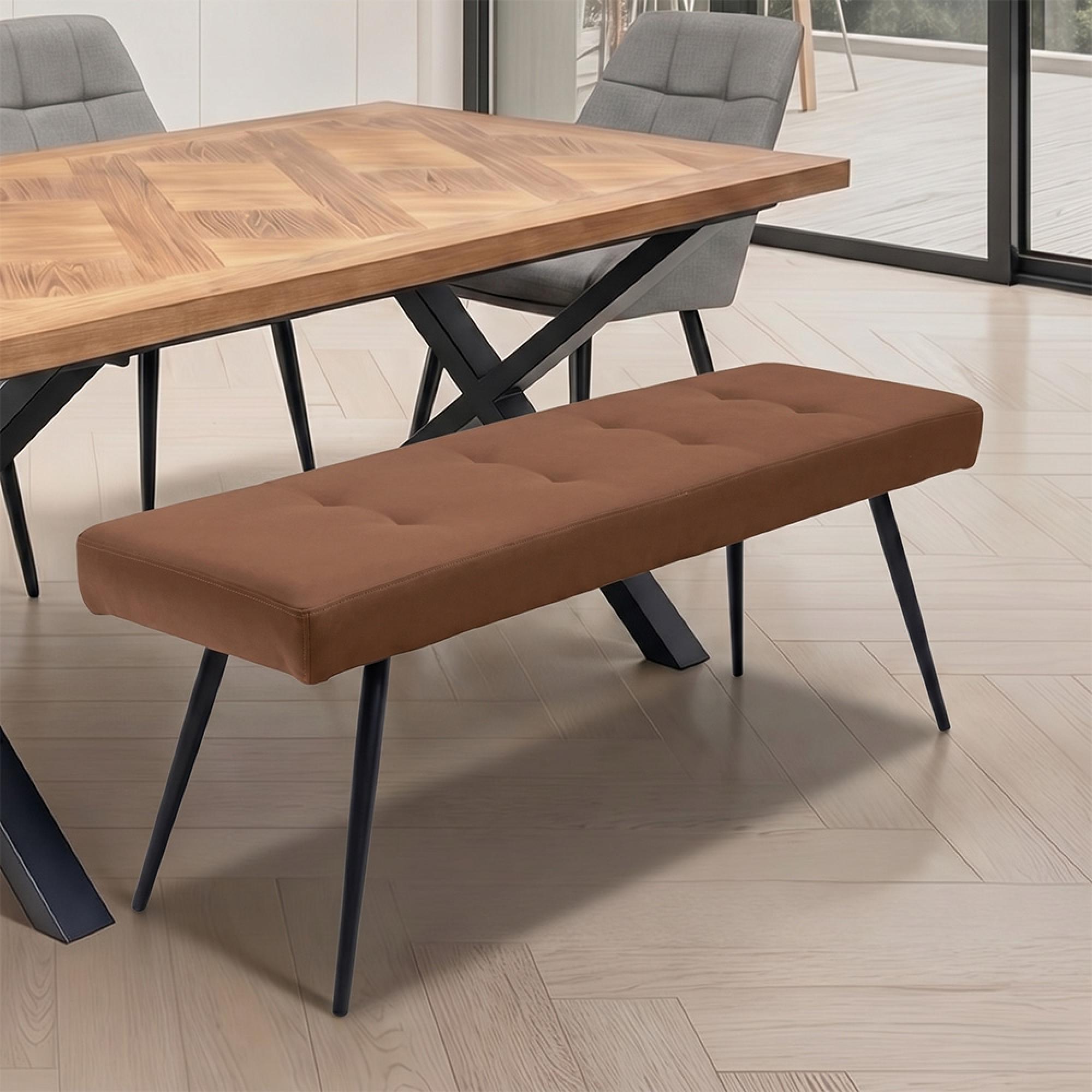 Fontana Dining Bench - Tan Faux Leather
