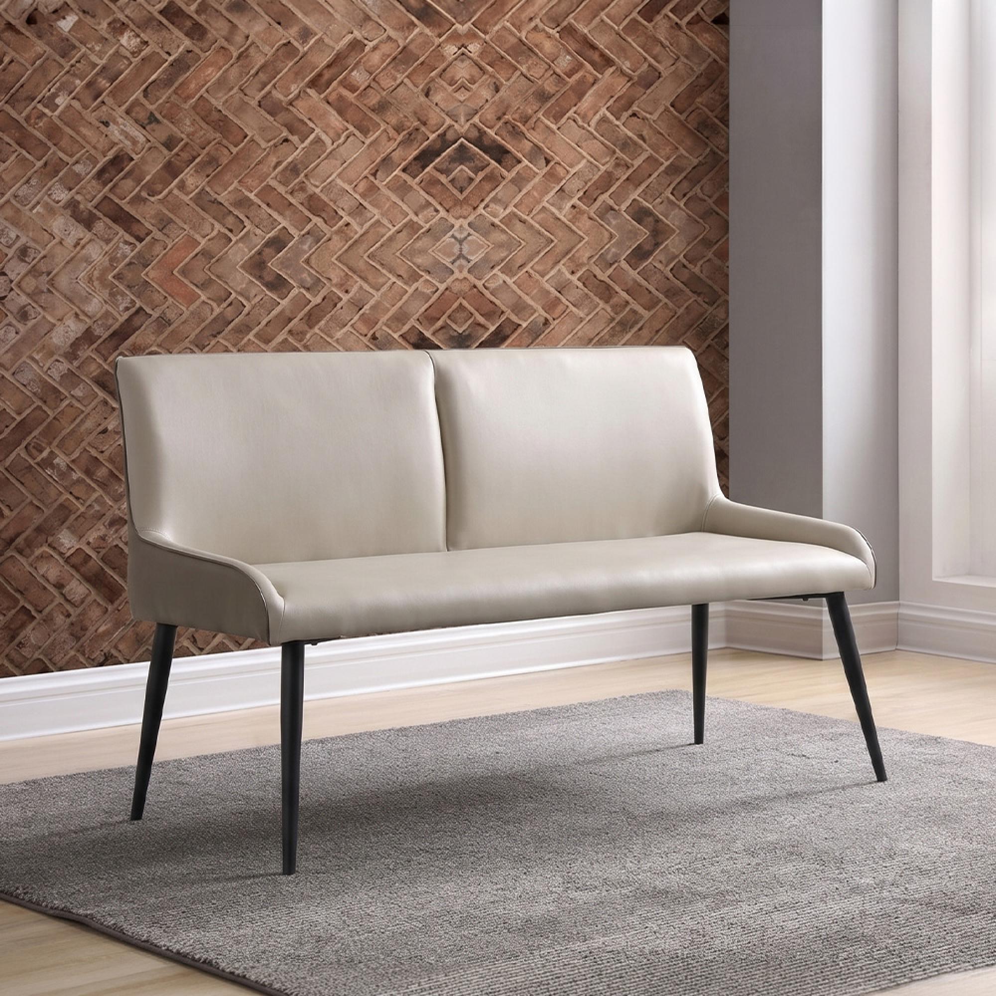 Nardo Dining Bench - Light Grey Faux Leather