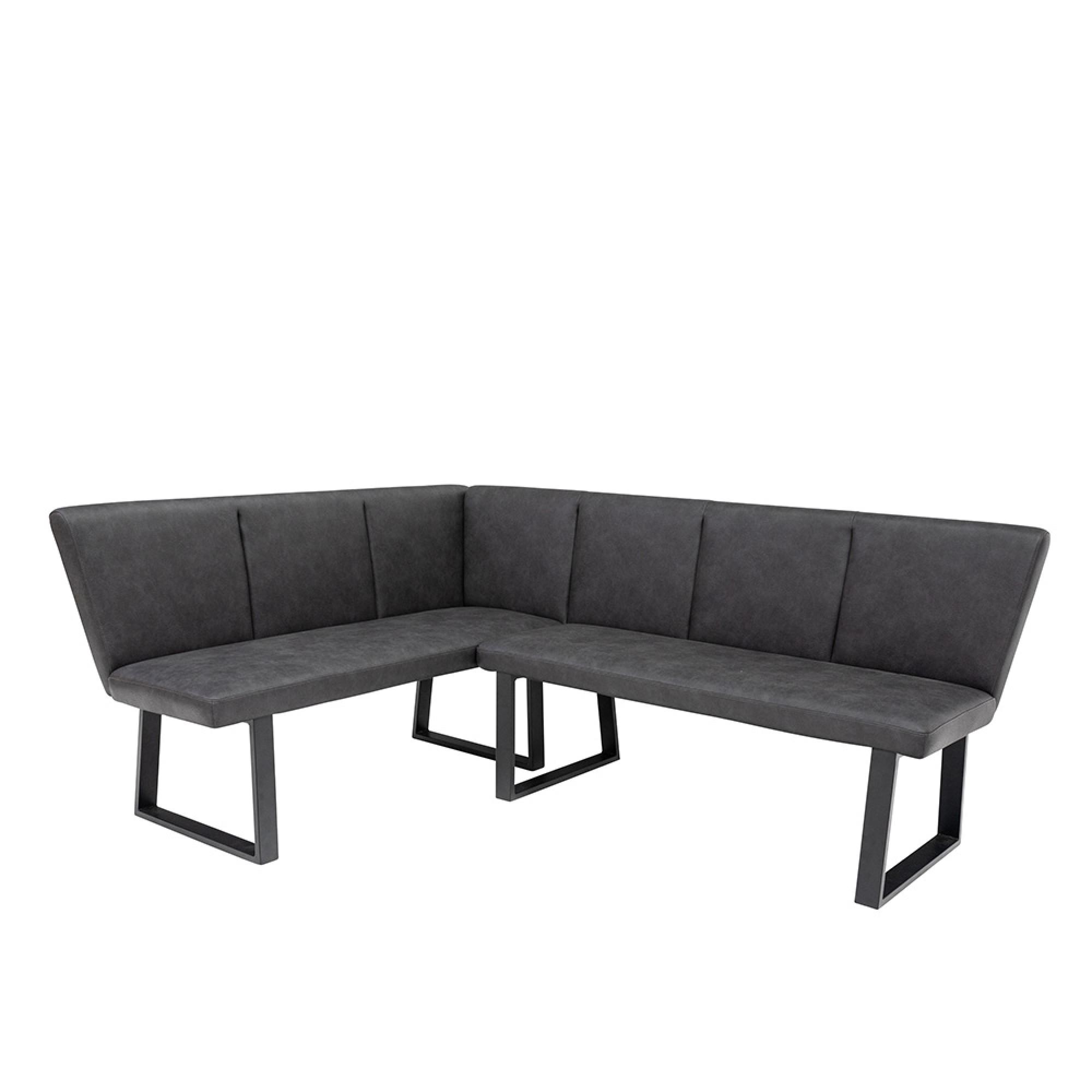 Franklin Corner Dining Bench - Charcoal Faux Leather