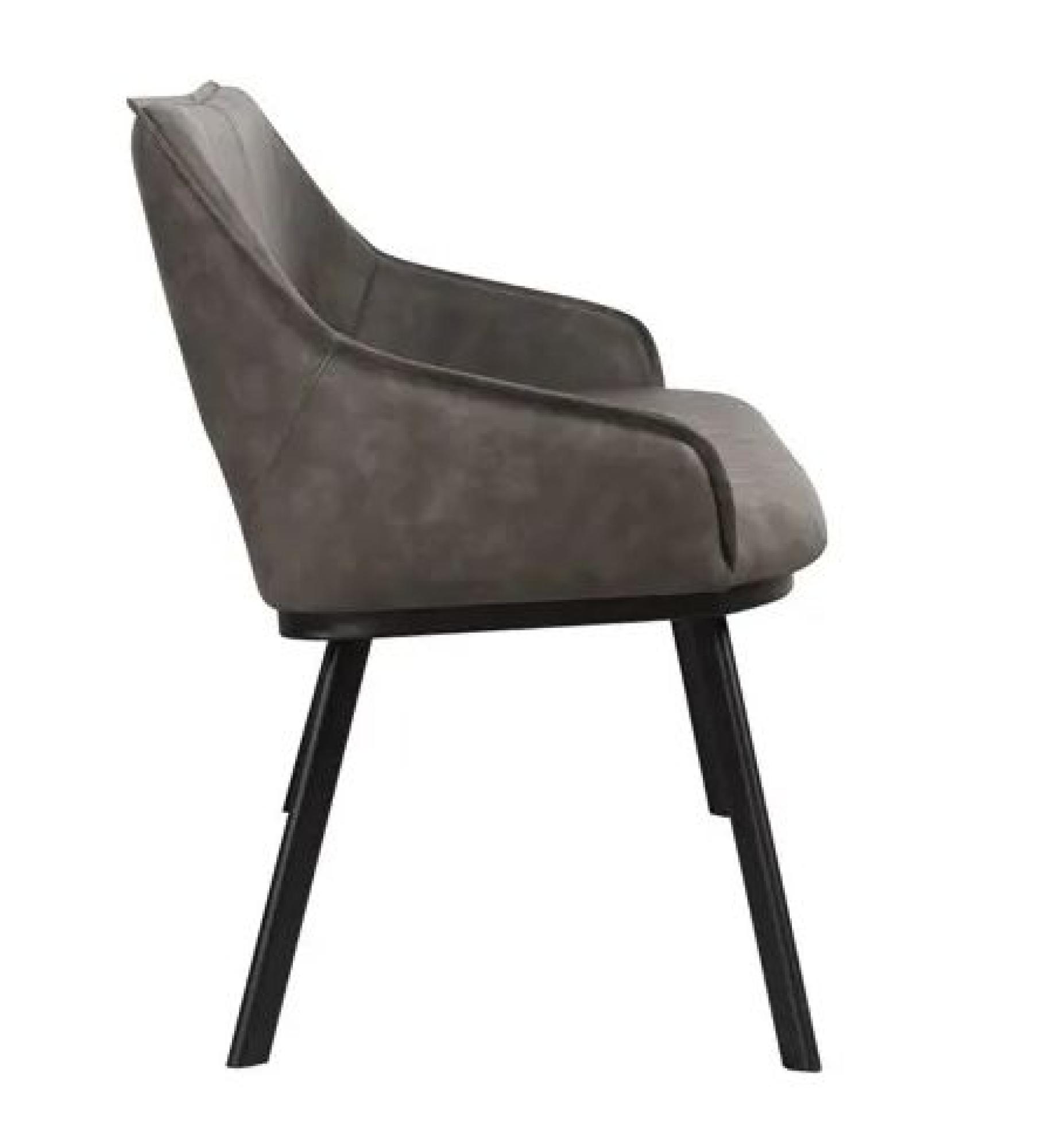 Blende Distressed Grey Faux Leather Dining Bench with Back