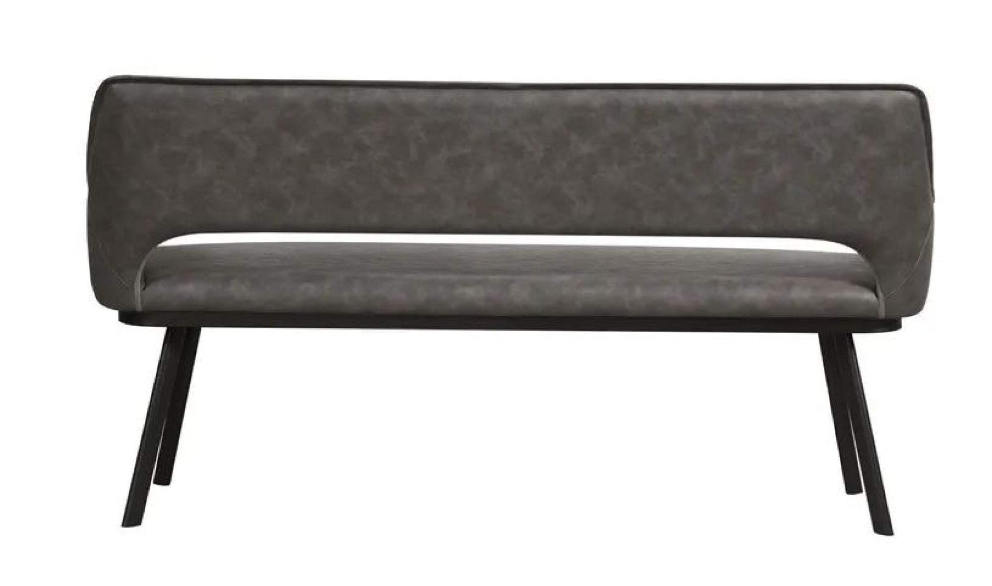 Blende Distressed Grey Faux Leather Dining Bench with Back