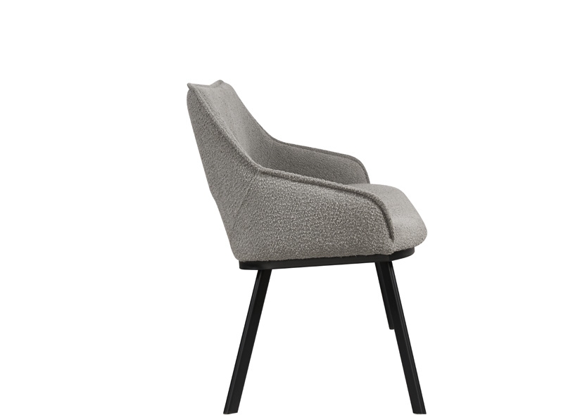 Blende Light Grey Boucle Fabric Dining Bench with Back