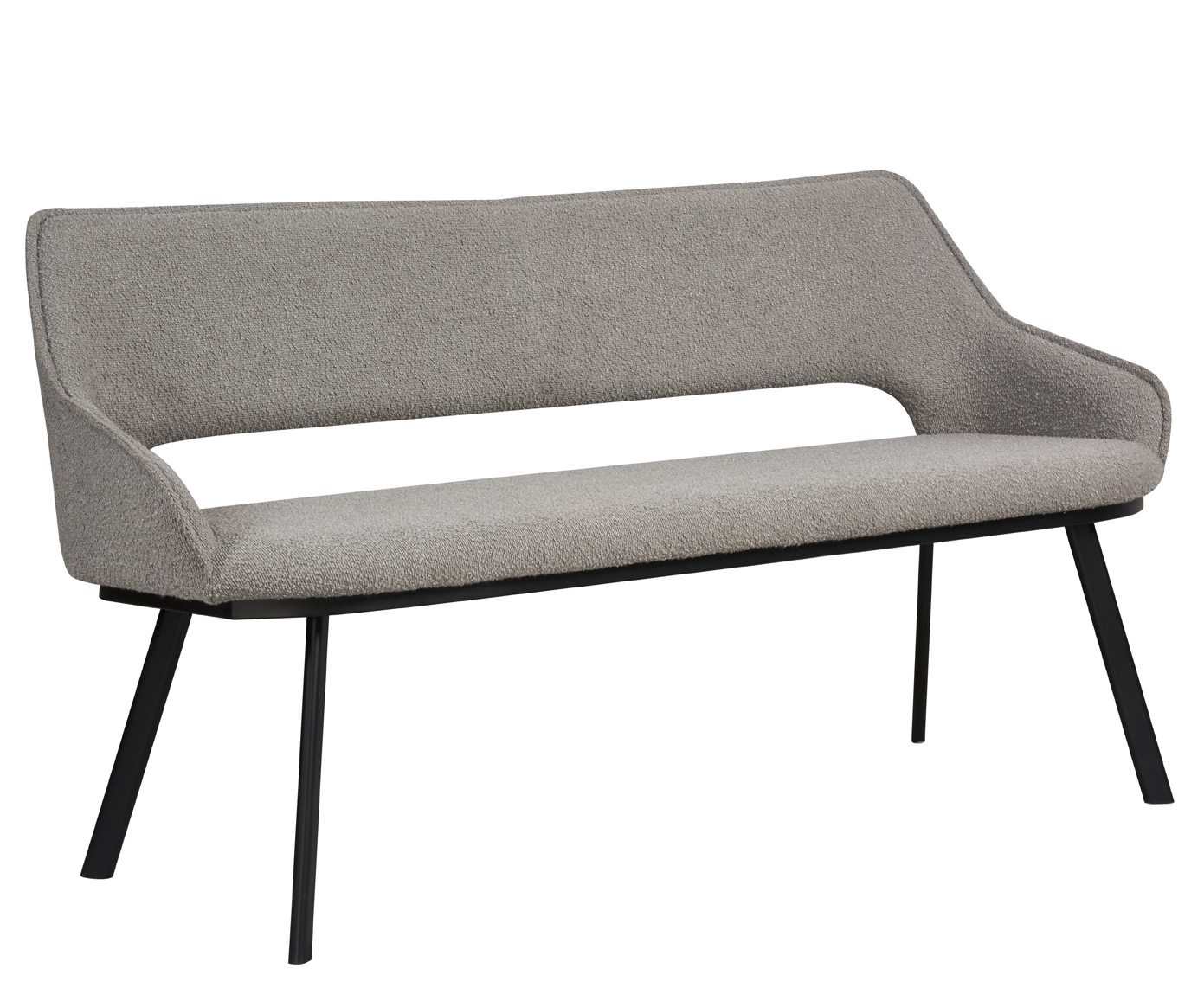 Blende Light Grey Boucle Fabric Dining Bench with Back
