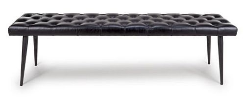 Bradley Bench - Black - Real Leather