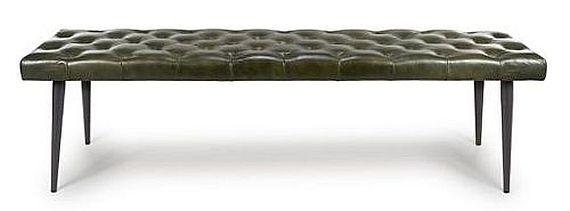 Bradley Bench - Green - Real Leather