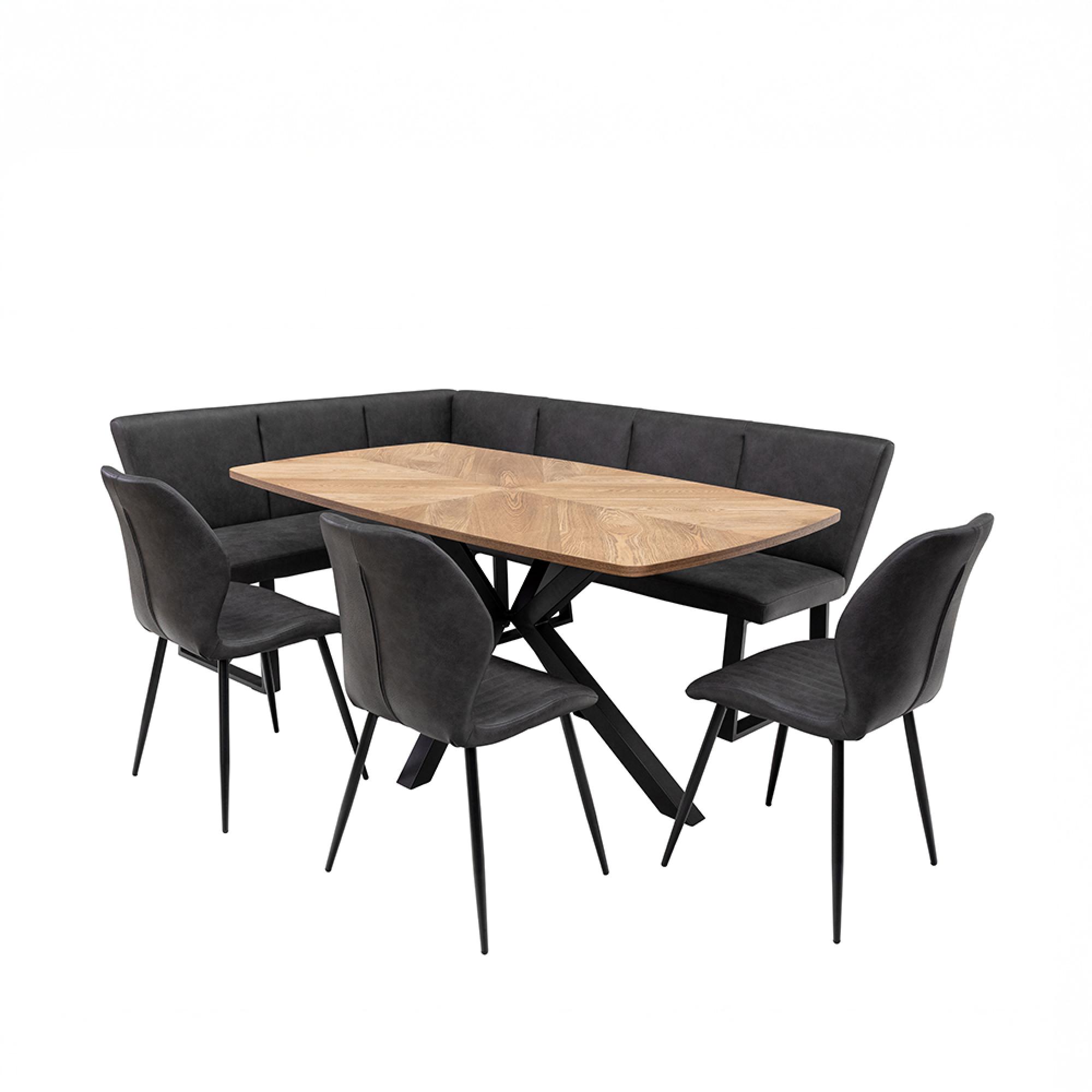 Franklin Corner Dining Bench - Charcoal Faux Leather