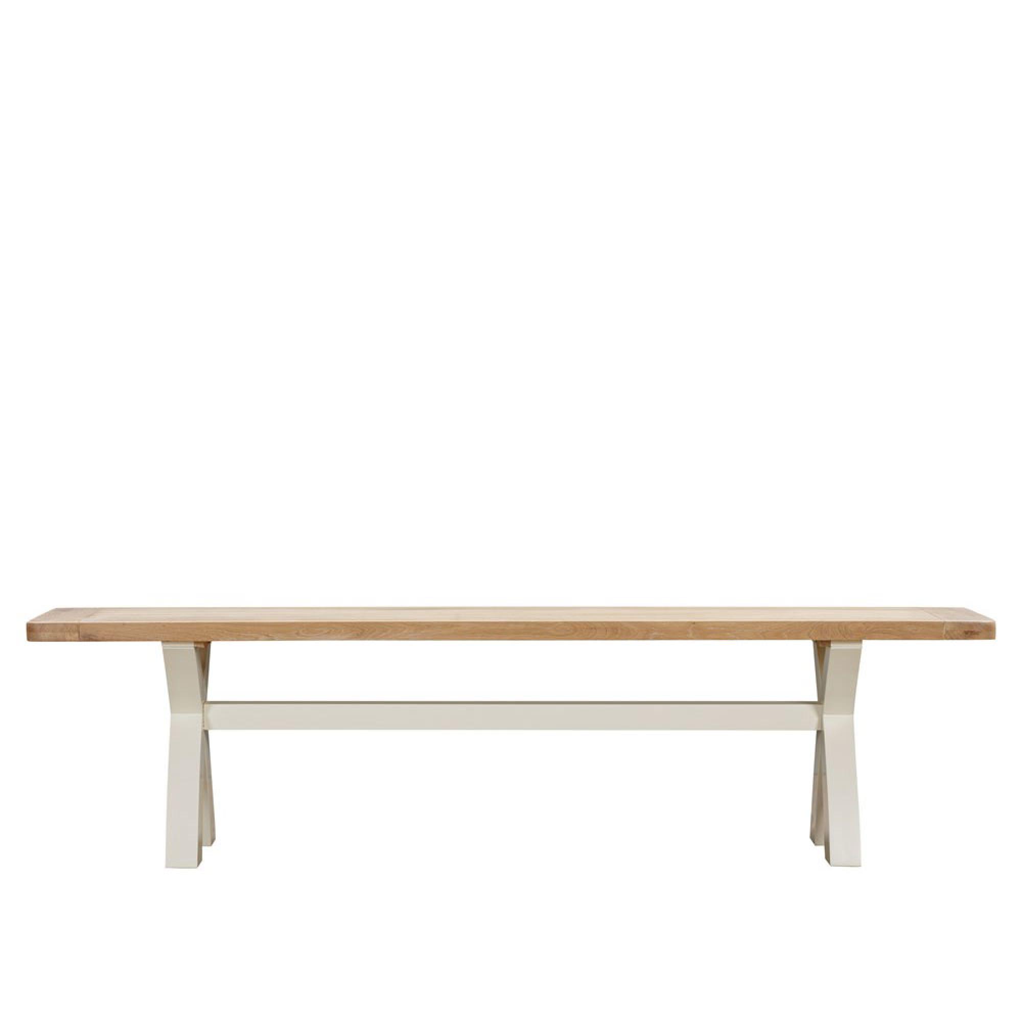 Hayley Dining Bench - with Cross Legs - Oak and White