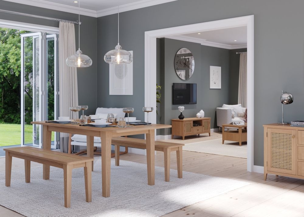 Henley Oak and Rattan Dining Bench