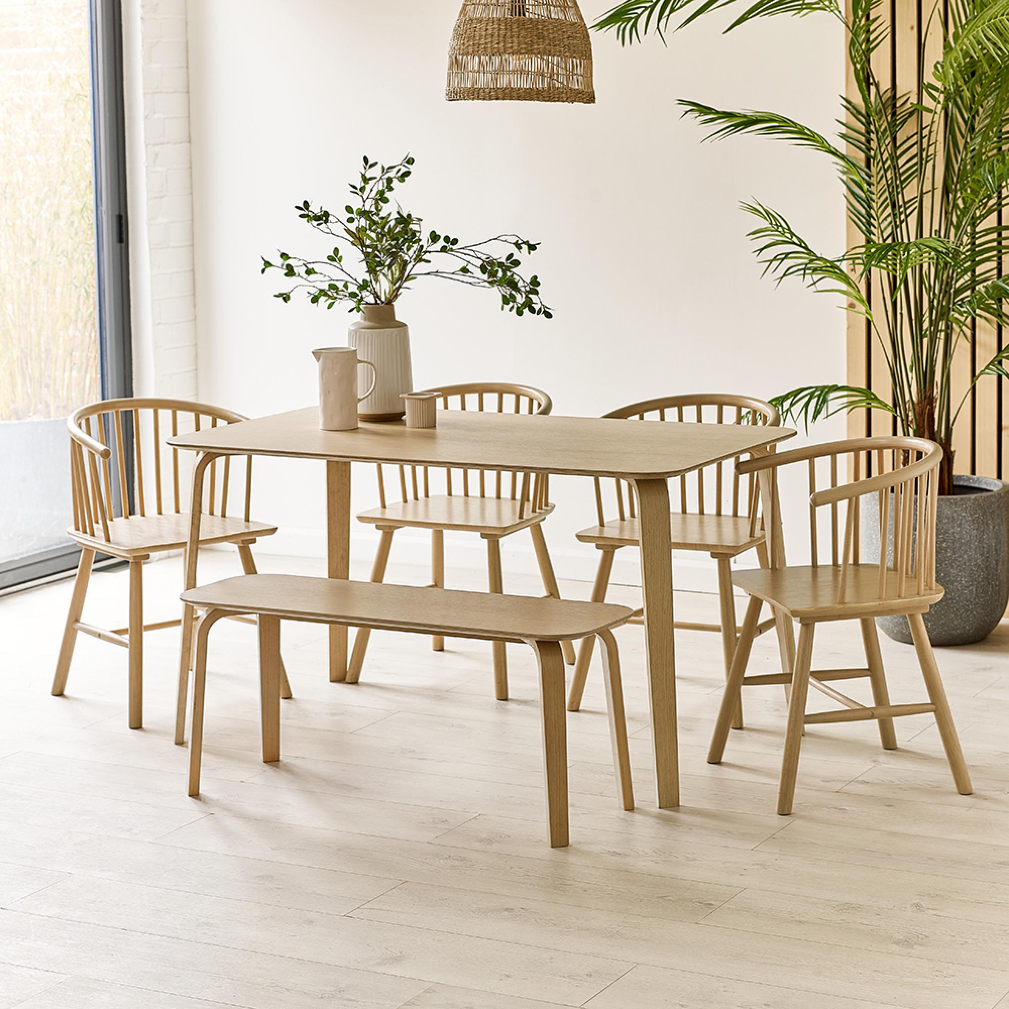 Kaito Oak Curved Leg Bench