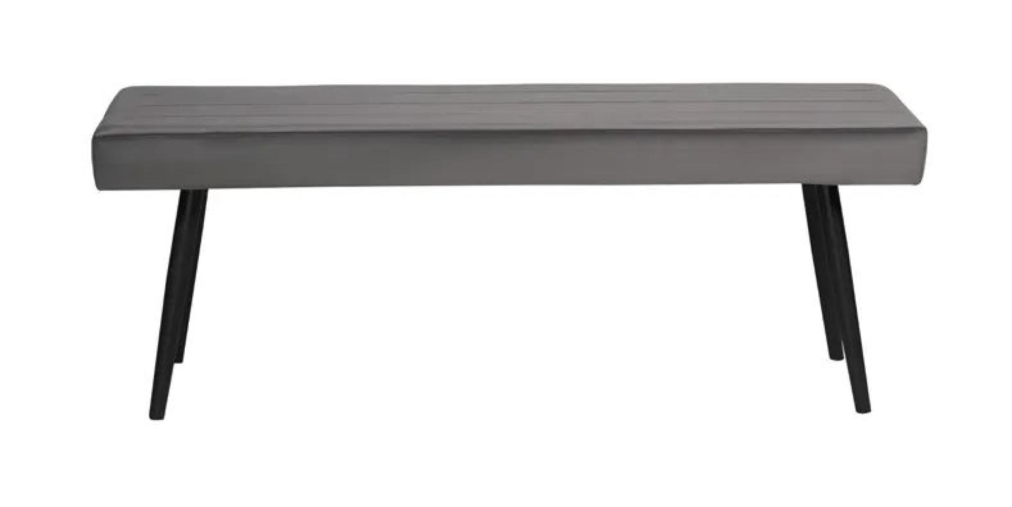 Keyser Grey Velvet Fabric Dining Bench