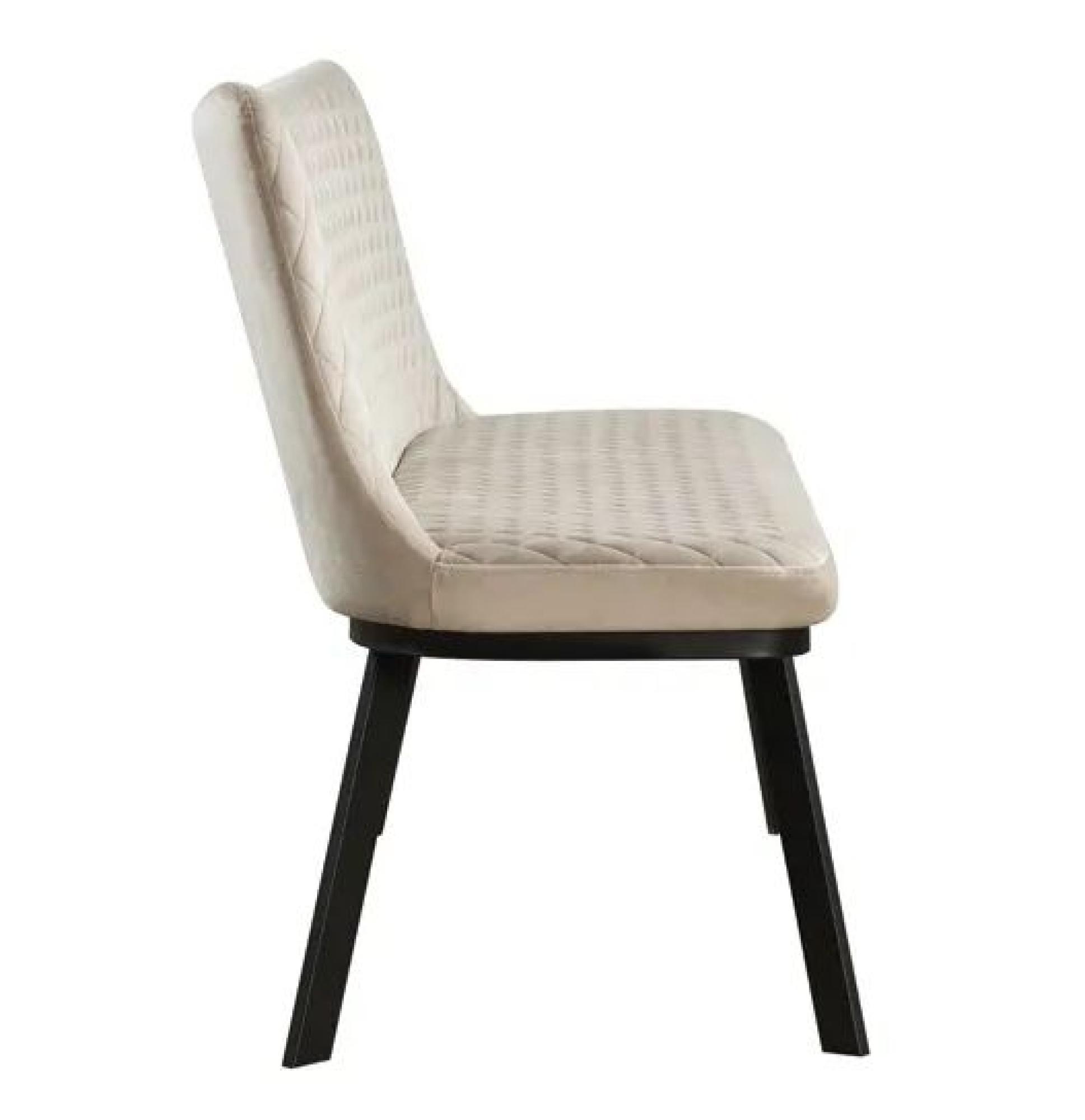 Ramona Champagne Velvet Fabric Dining Bench with Back