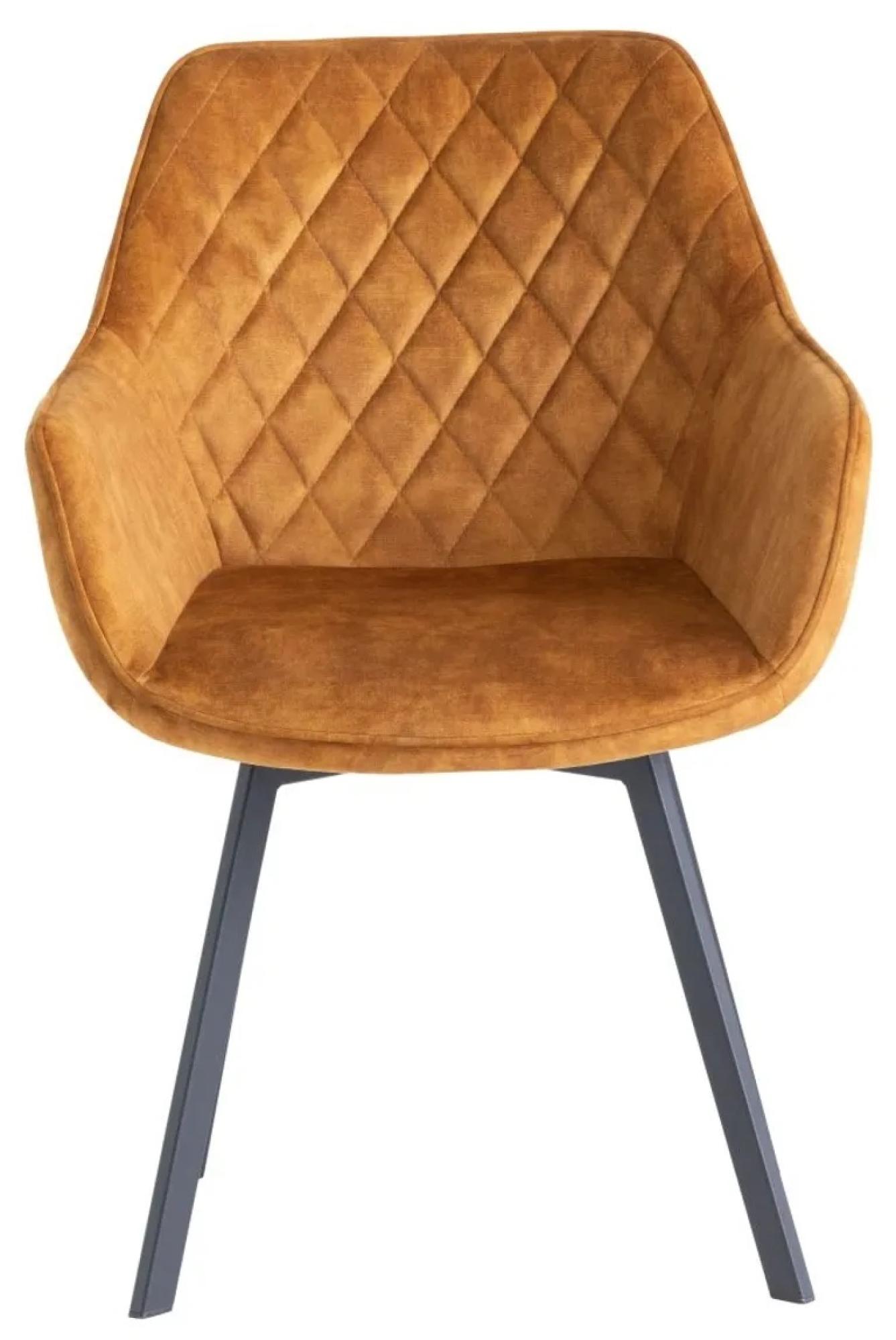 Viola Swivel Dining Chair - Set of 2 - Antique Gold Velvet Fabric