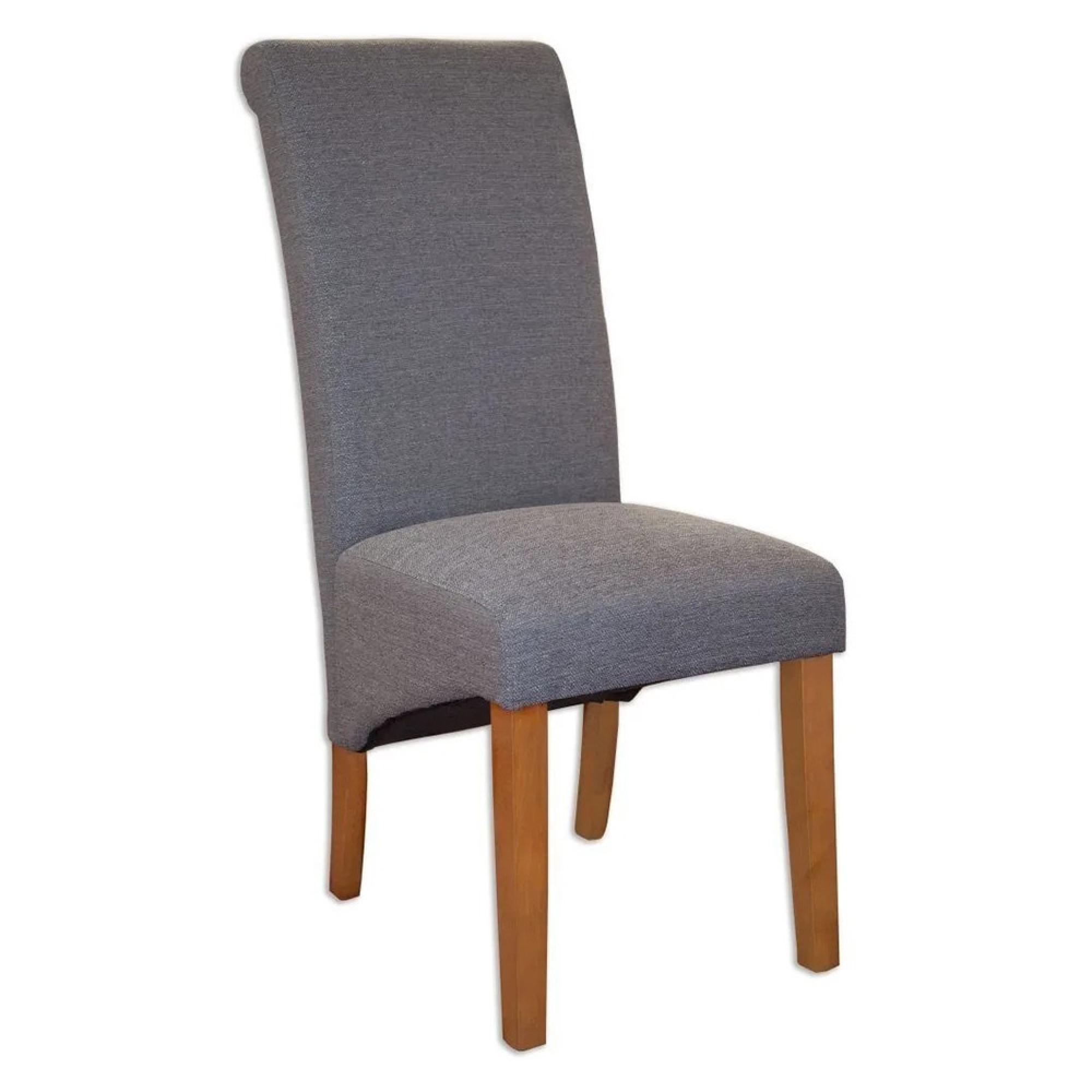 Melbourne Dining Chairs - Set of 2 - Roll Back - Fabric - Grey