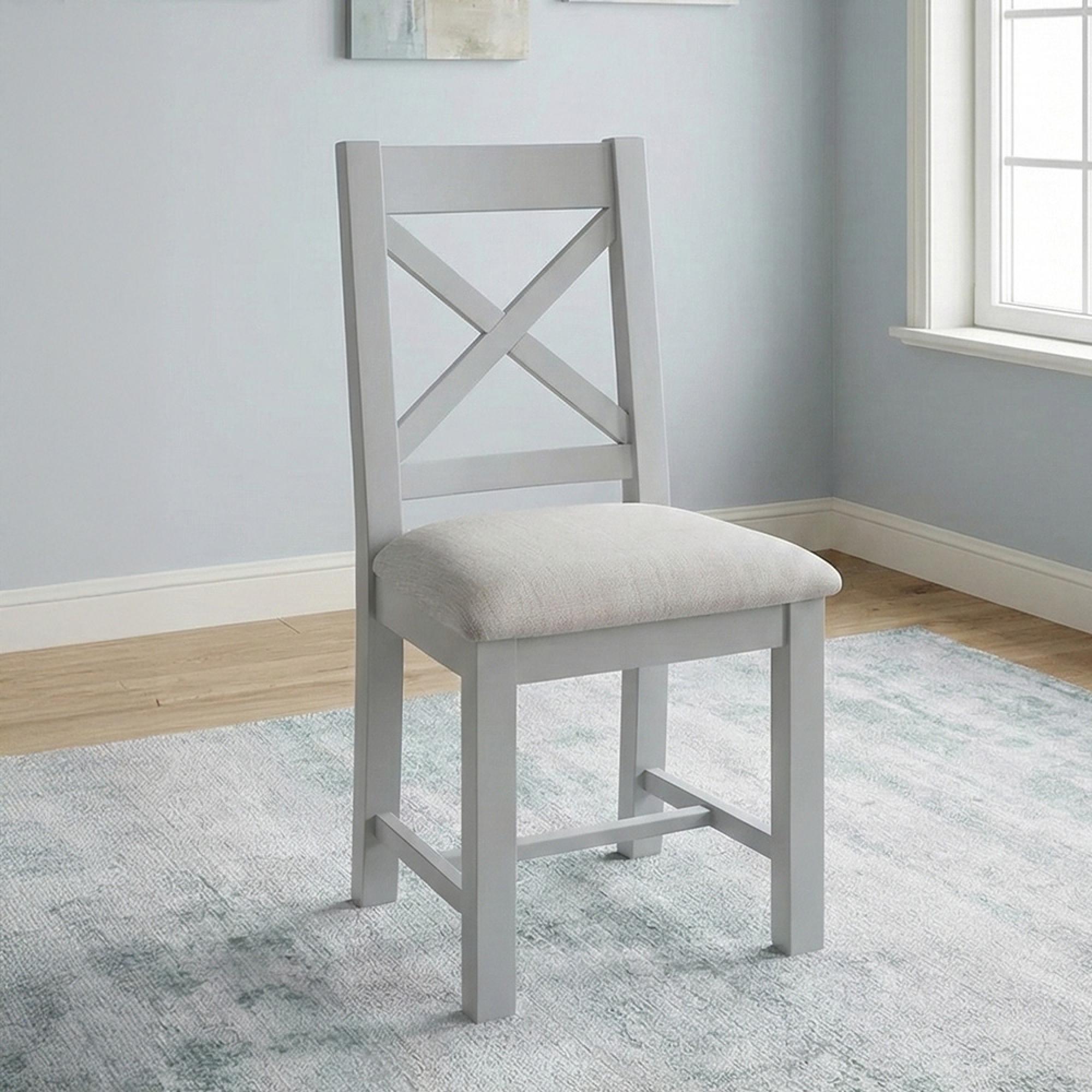 Lundy Dining Chair - Set of 2 - Crossback - Grey Painted