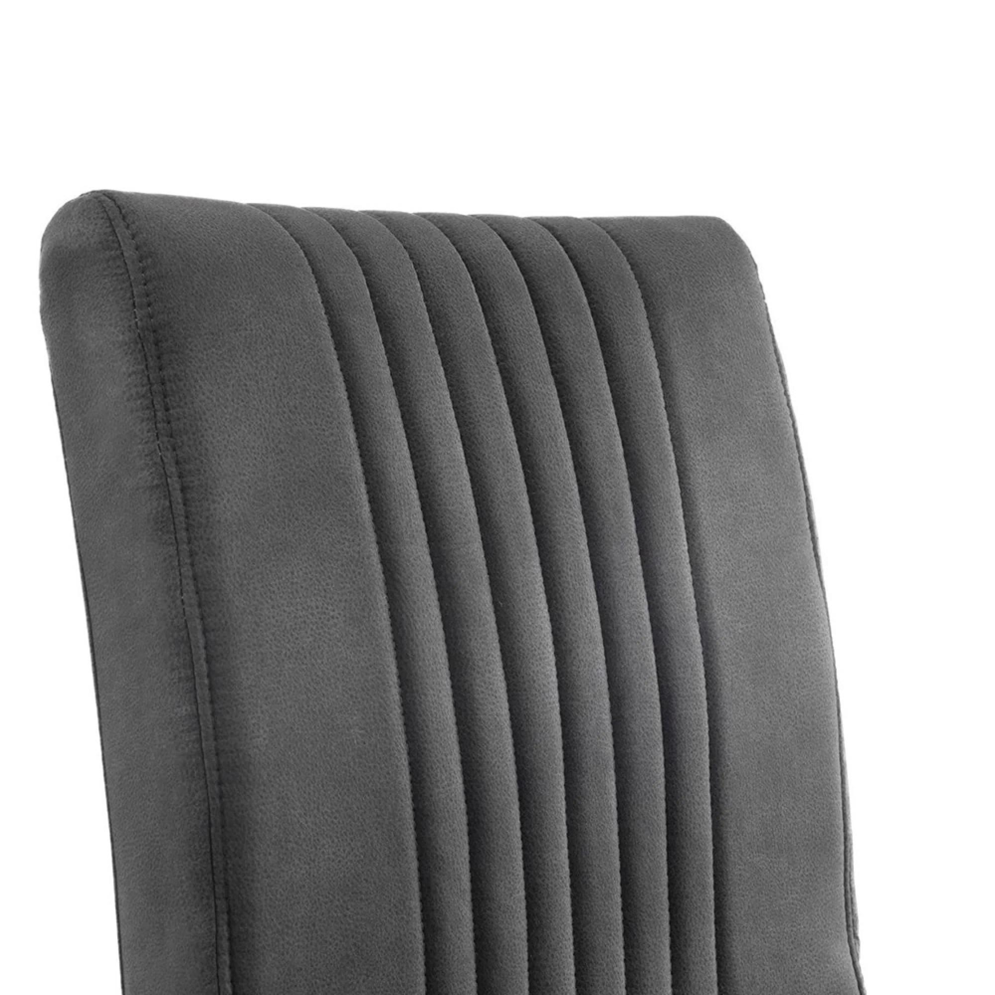 Brooklyn Cantilever Dining Chair - Set of 2 - Charcoal Grey Suede Fabric