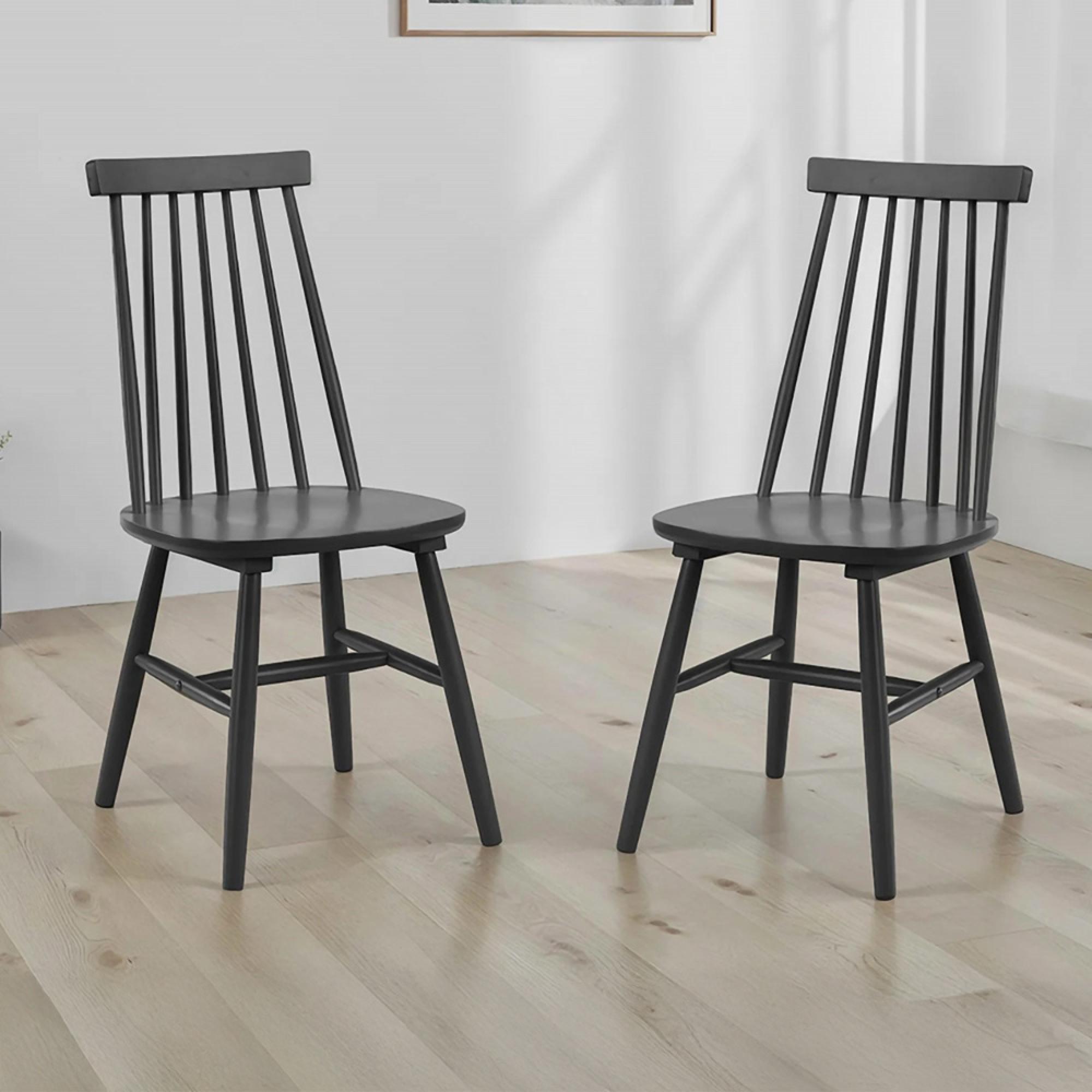 Alassio Dining Chair - Set of 2 - Spindle Back - Black