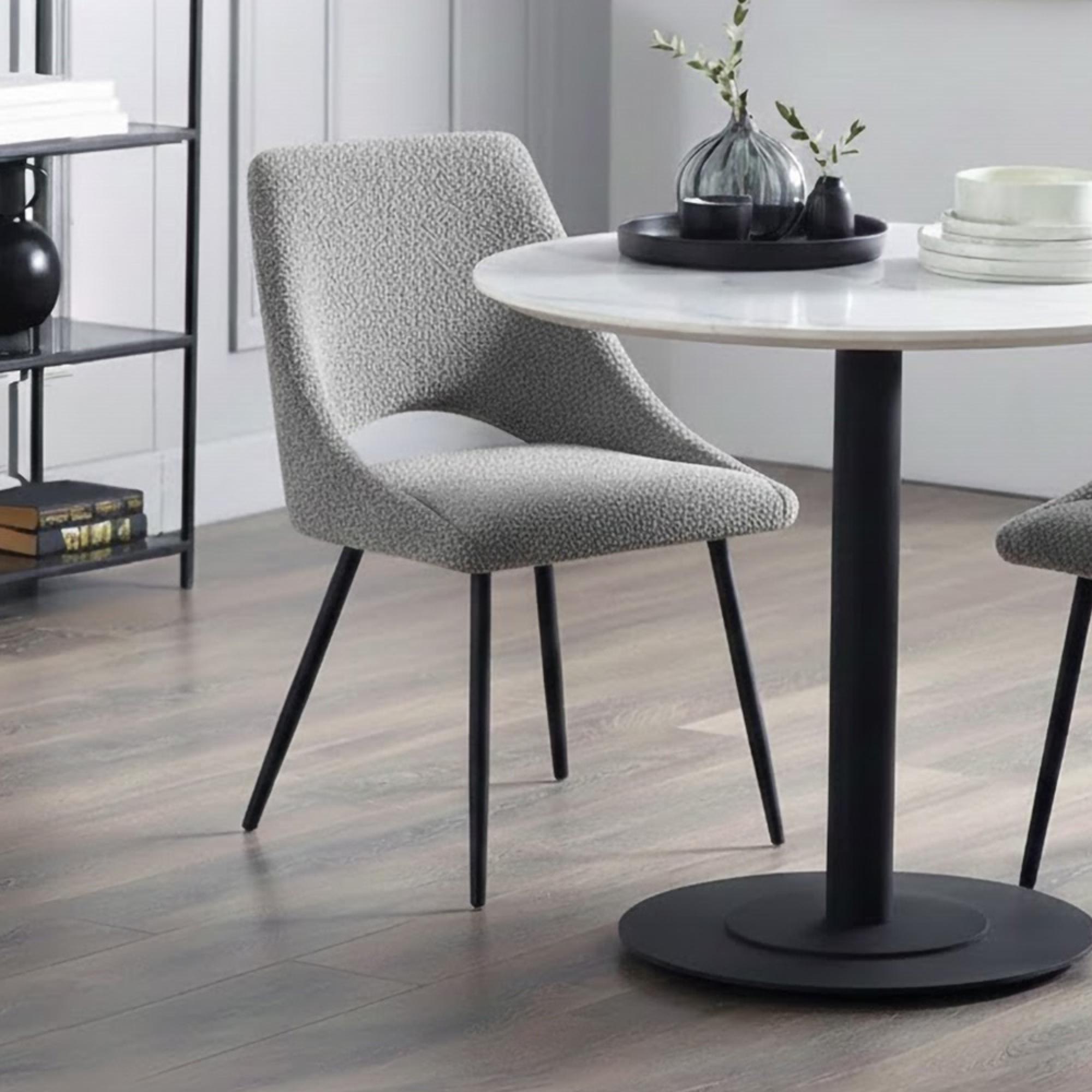 Iris Dining Chair - Set of 2 - Grey Boucle Fabric