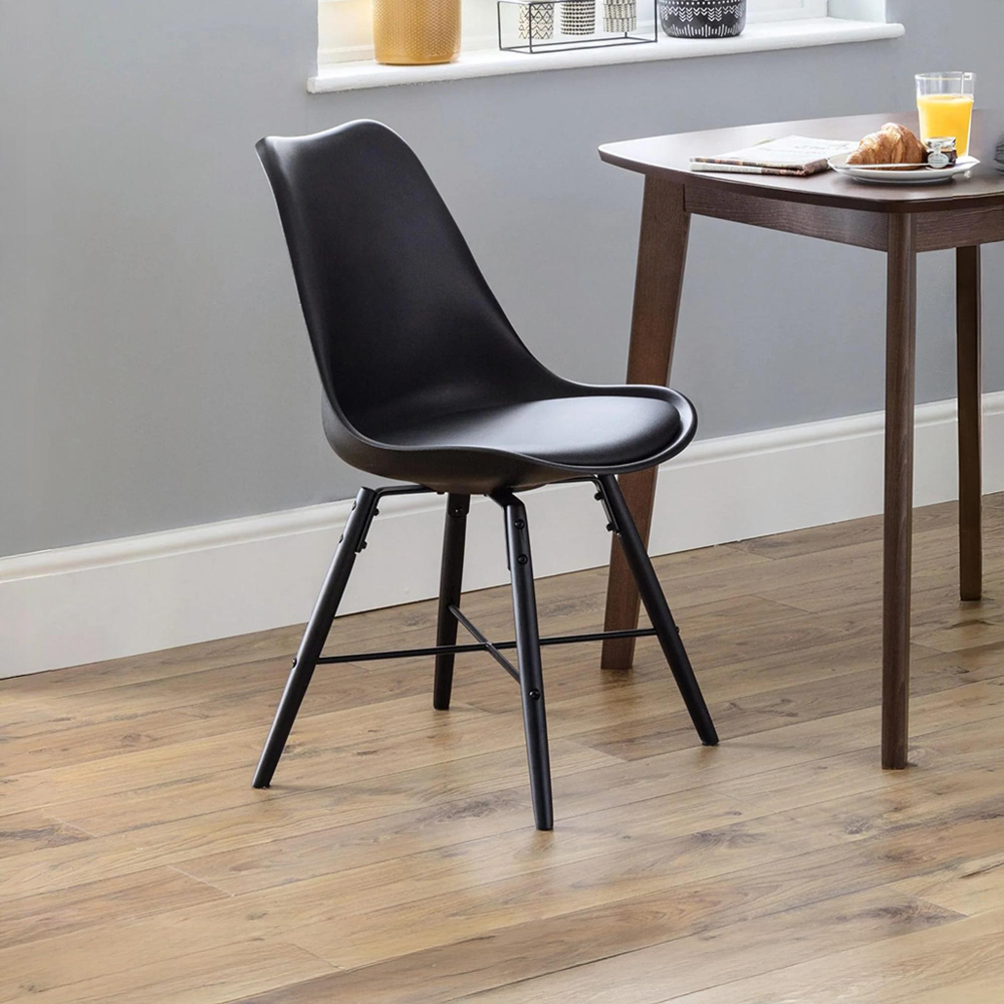 Kari Dining Chair - Set of 2 - Black Faux Leather