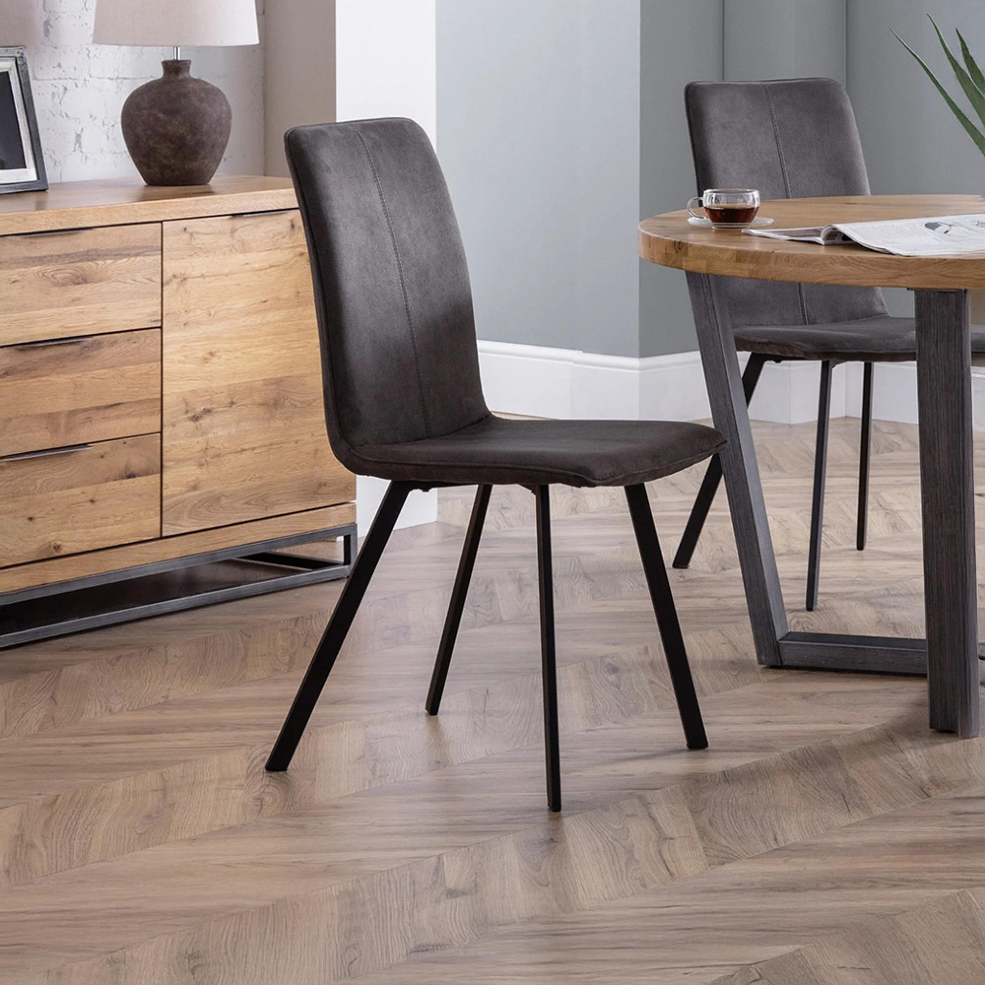 Monroe Dining Chair - Set of 2 - Grey Fabric