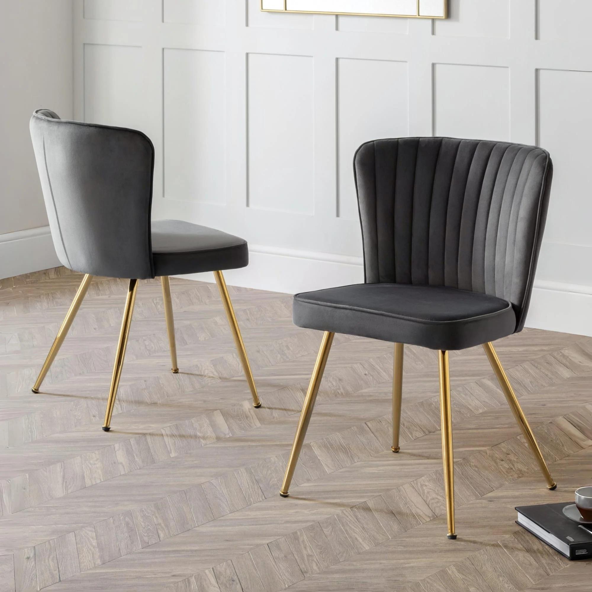 Cannes Dining Chair - Set of 2 - Grey Fabric