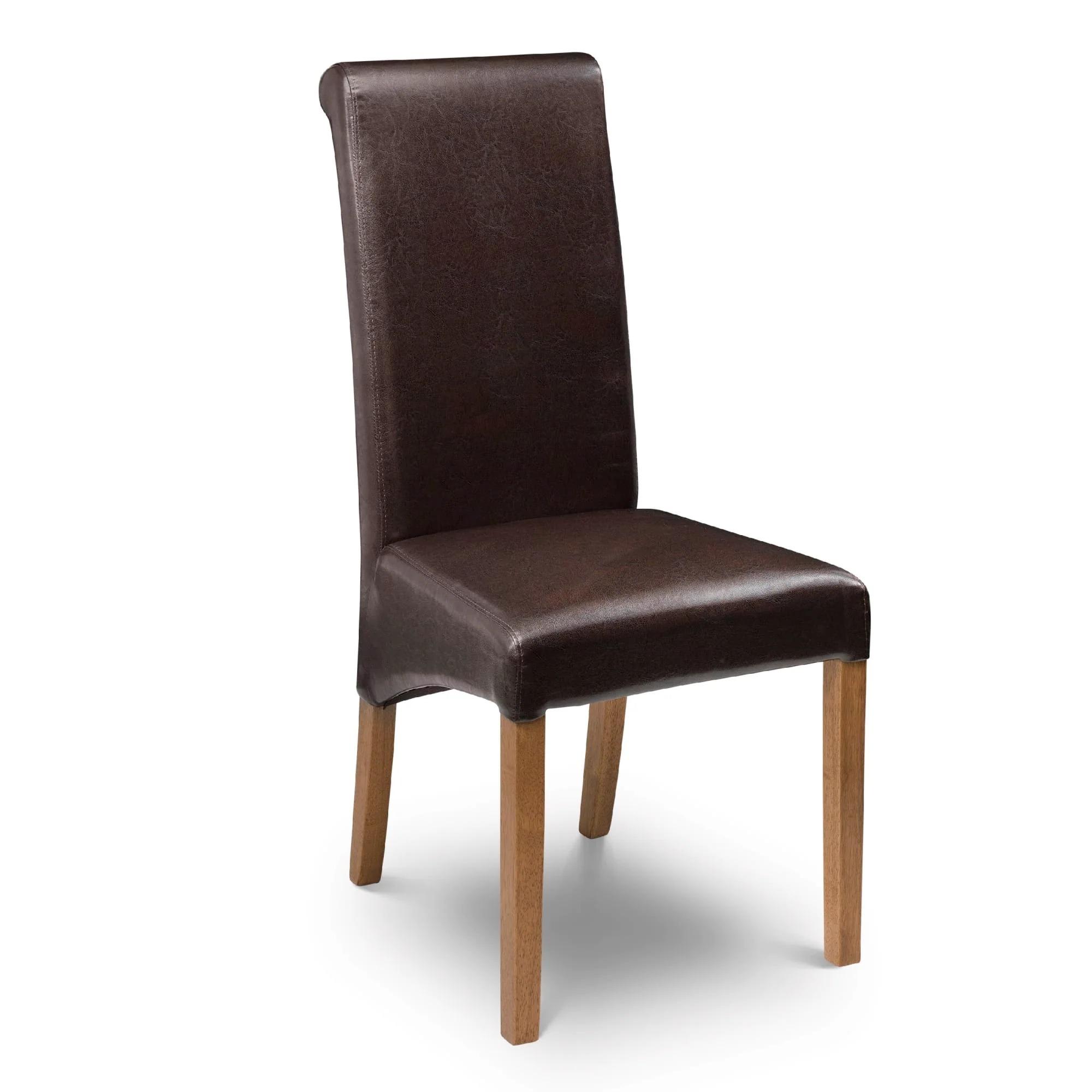 Cuba Dining Chair - Set of 2 - Brown Faux Leather