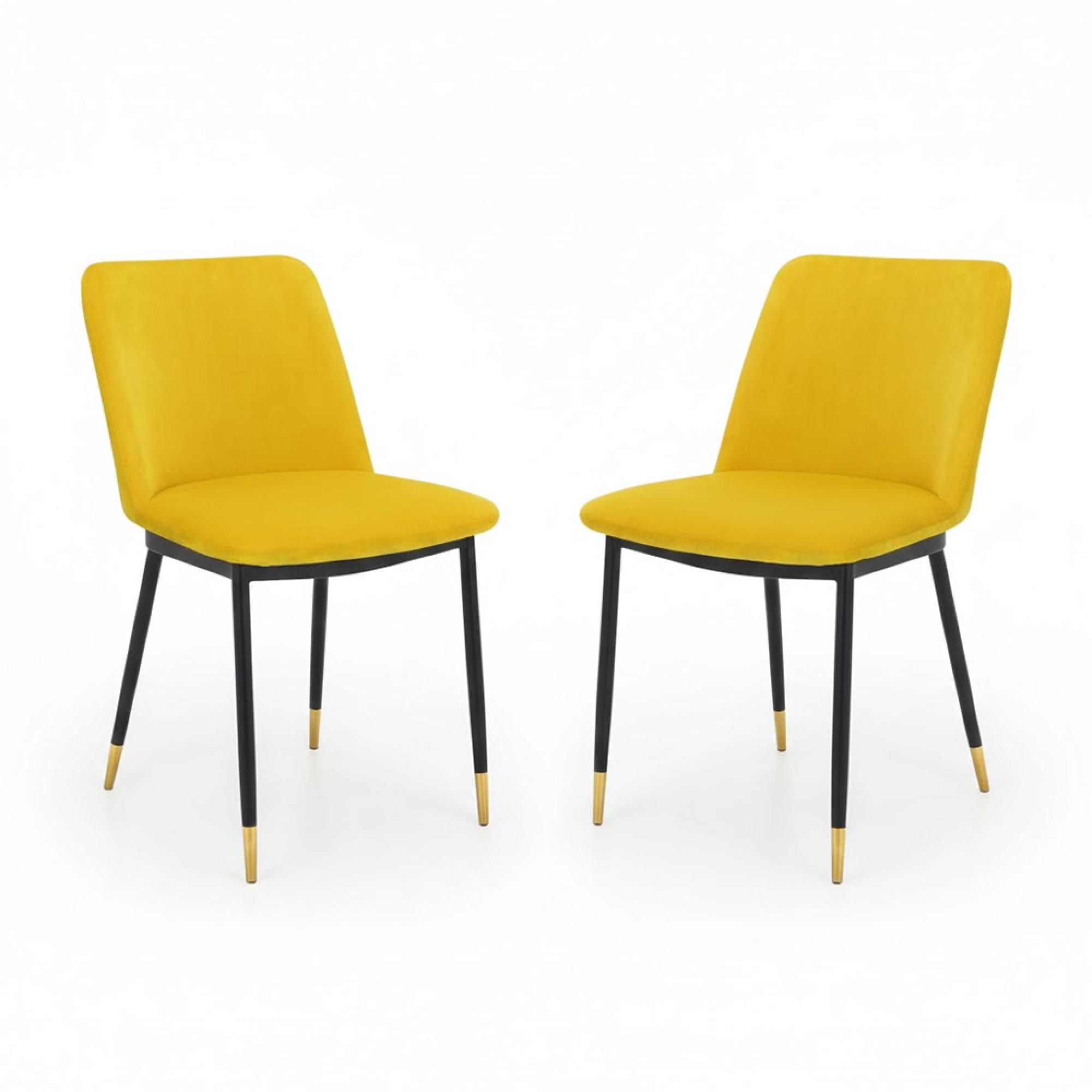 Delaunay Dining Chair - Set of 2 - Yellow Fabric