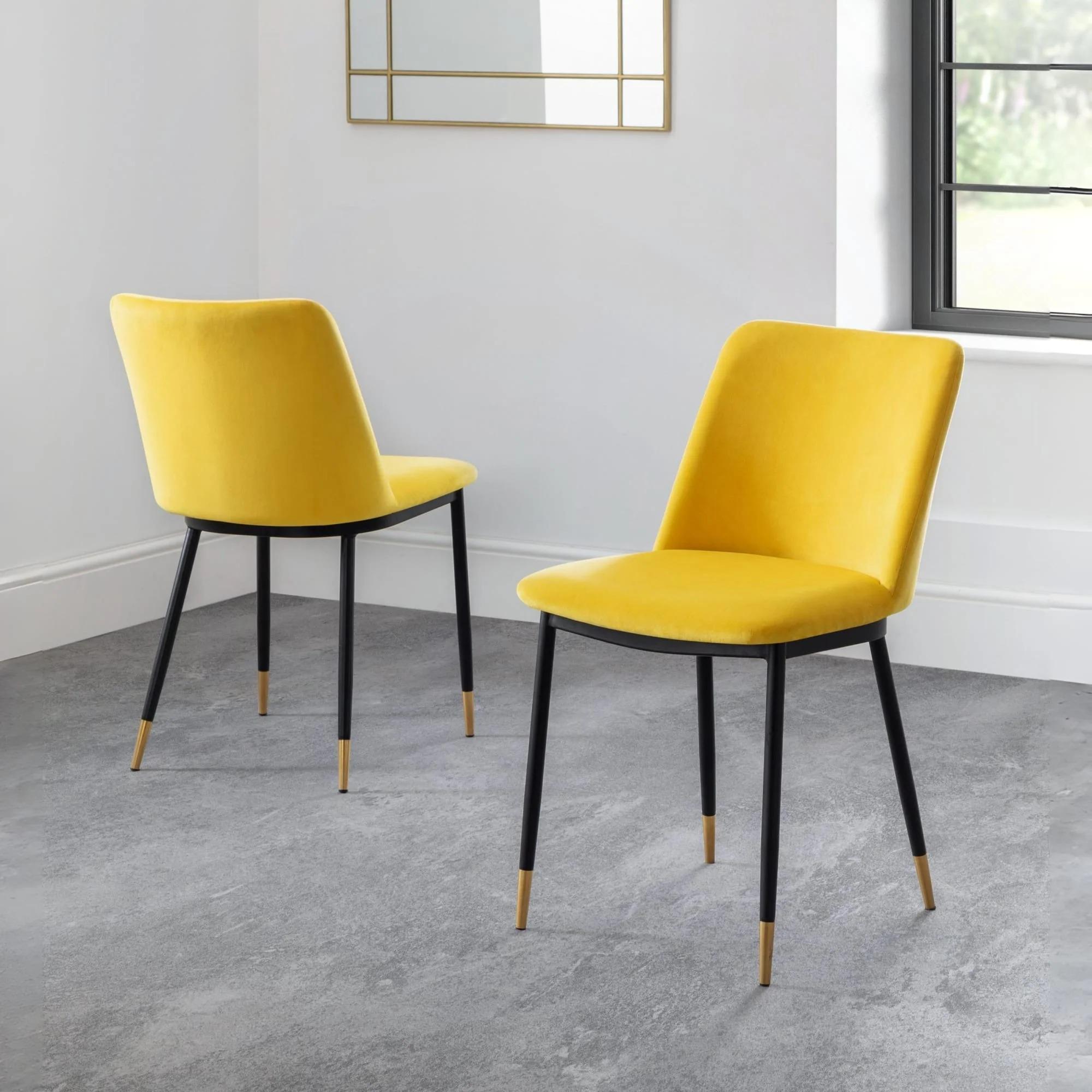 Delaunay Dining Chair - Set of 2 - Yellow Fabric